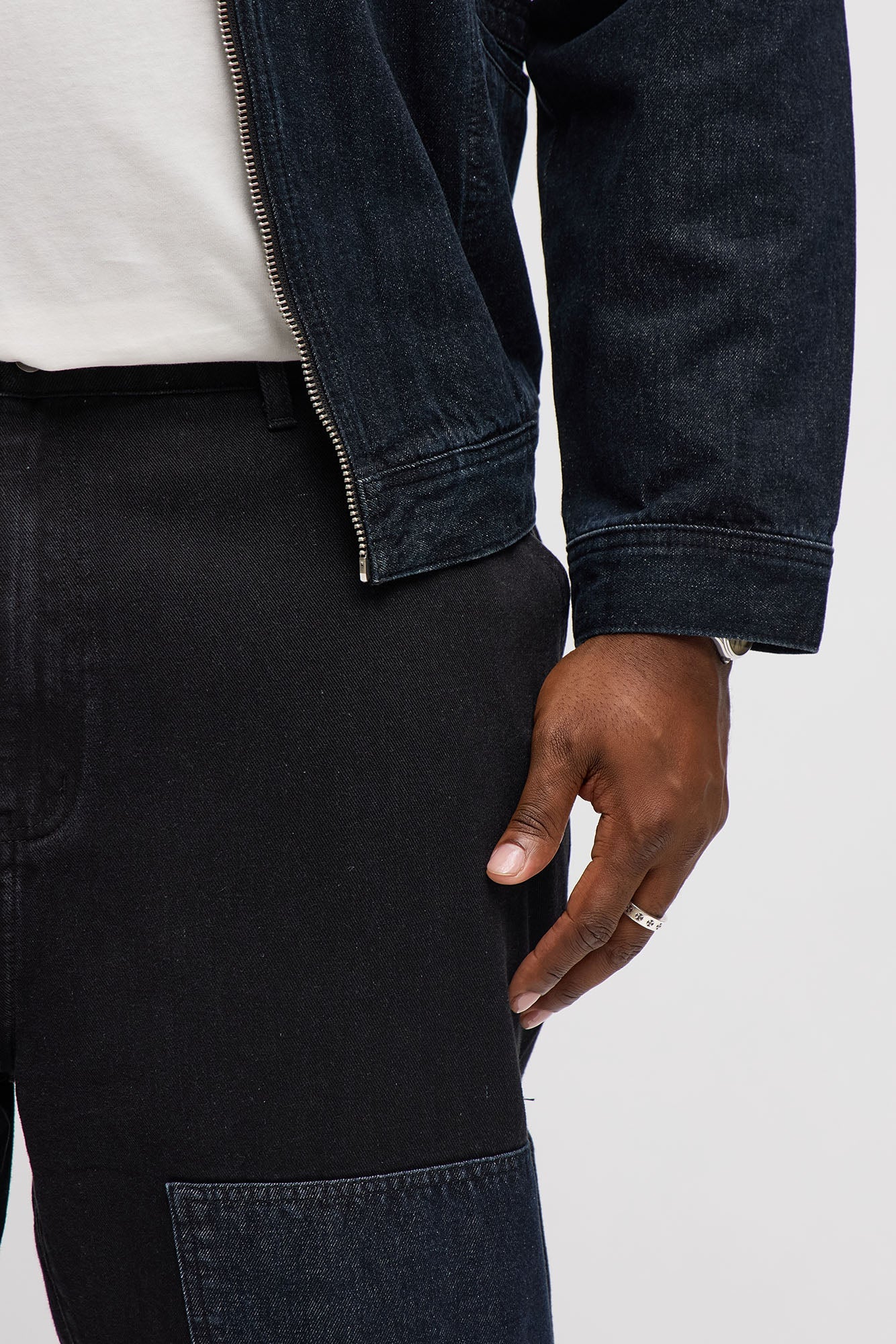 Baggy Raw Panel Jean - Black