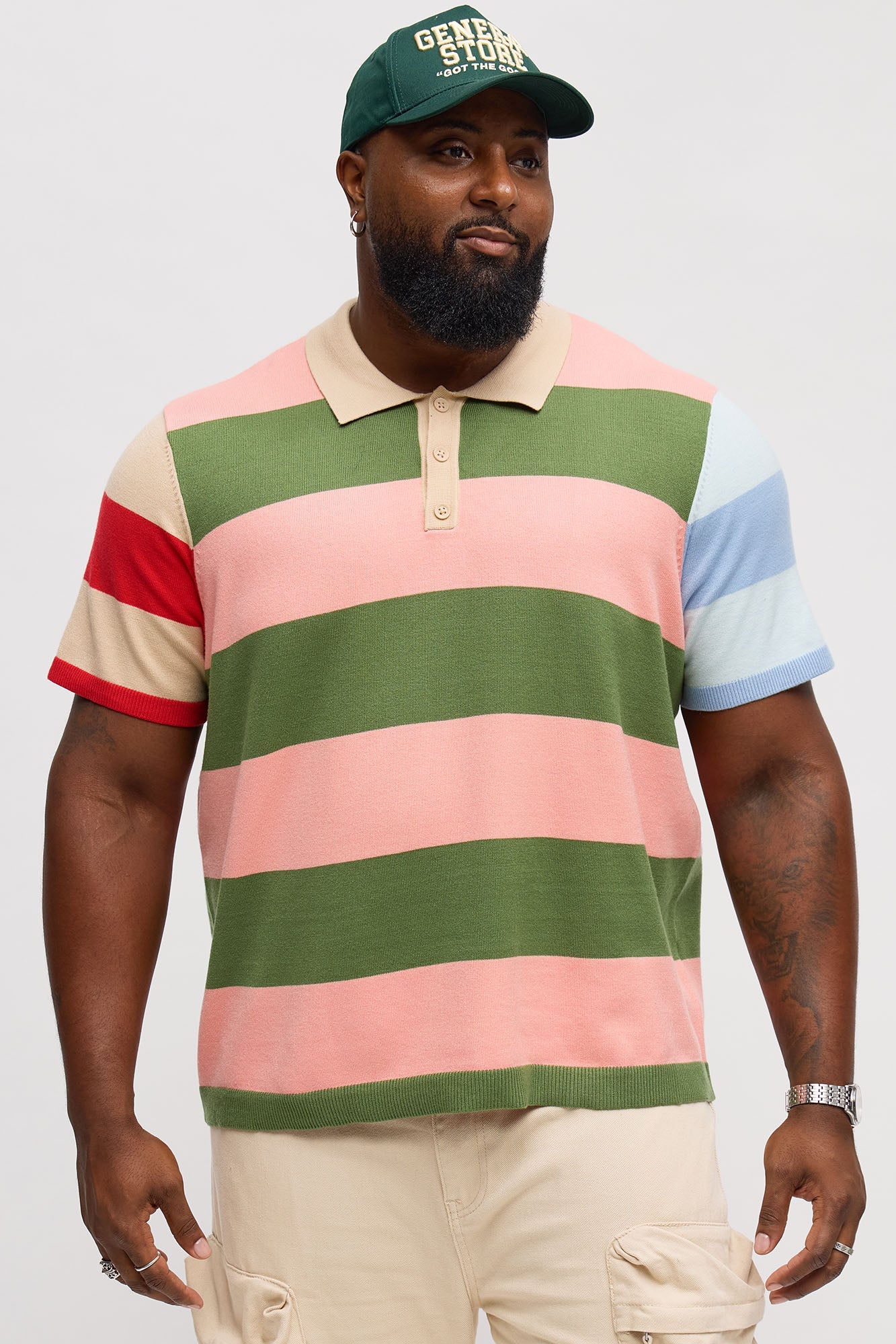Relaxed Multi Color Dreamer Knitted Polo - Pink/combo
