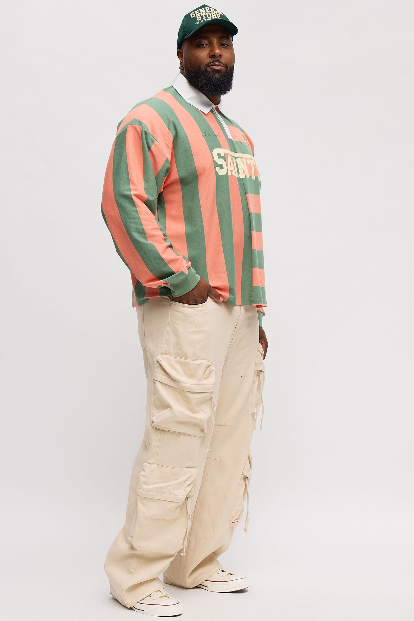 Saints Long Sleeve Rugby Polo - Coral/combo