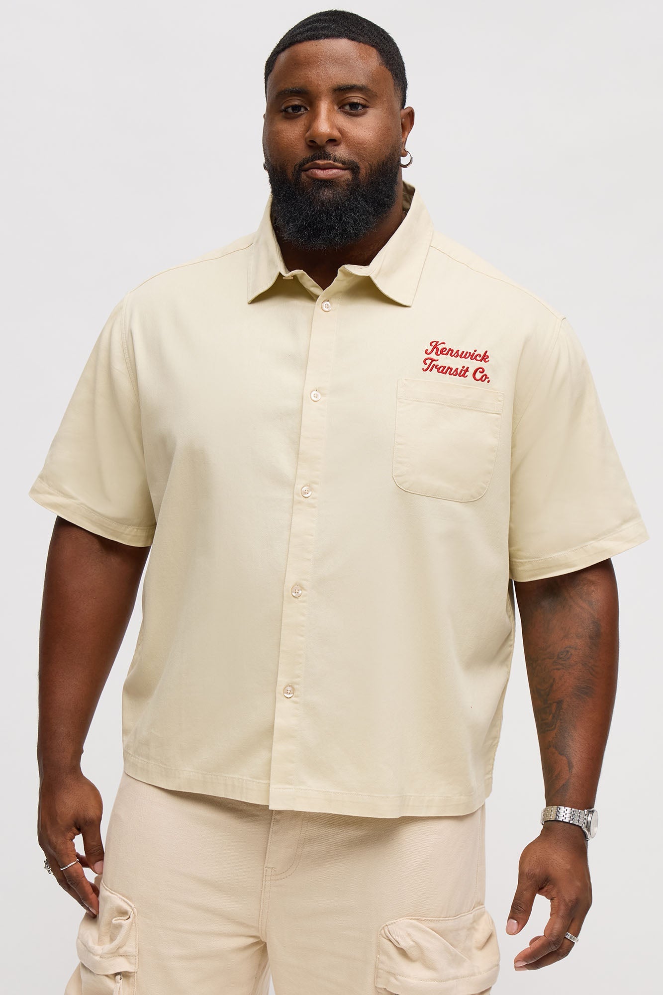 Kenswik Short Sleeve Button Up Shirt - Tan