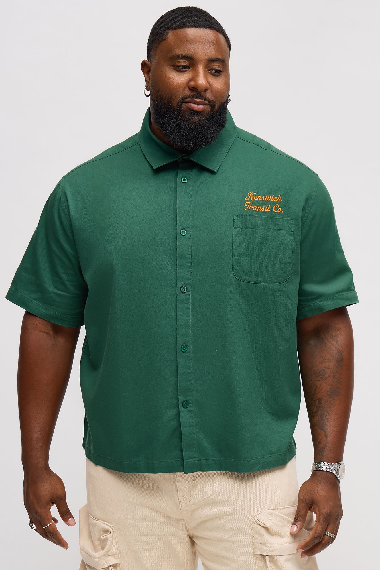 Kenswik Short Sleeve Button Up Shirt - Olive