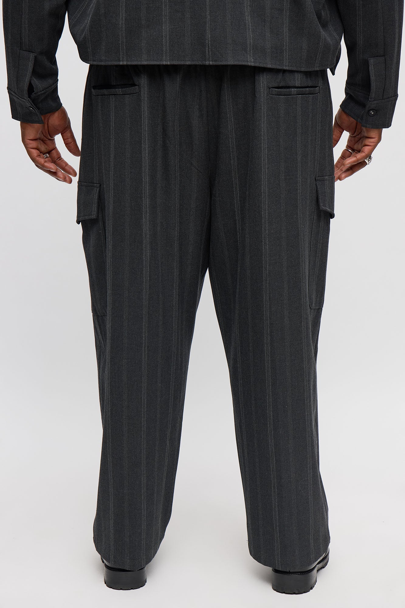 Baggy Striped Suiting Trouser - Grey/combo