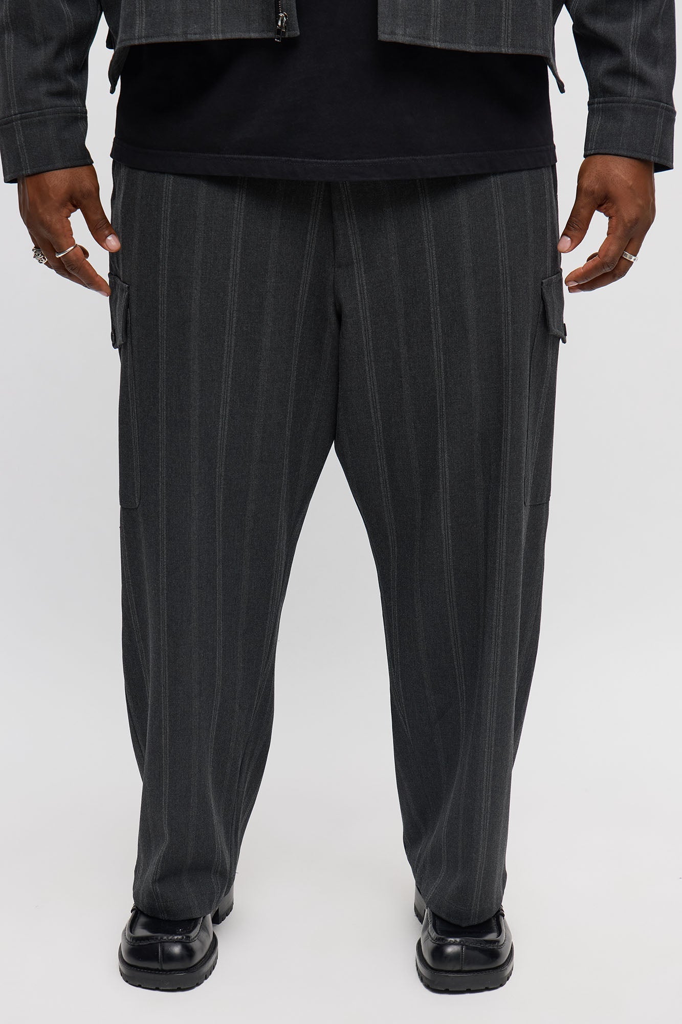 Baggy Striped Suiting Trouser - Grey/combo