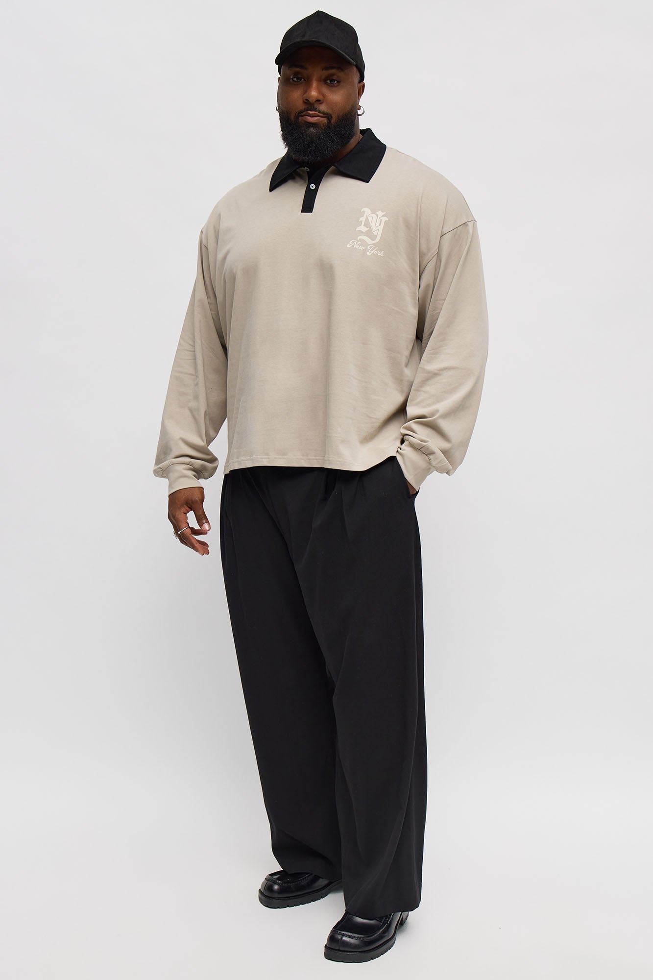 NY Pearl Long Sleeve Polo - Tan