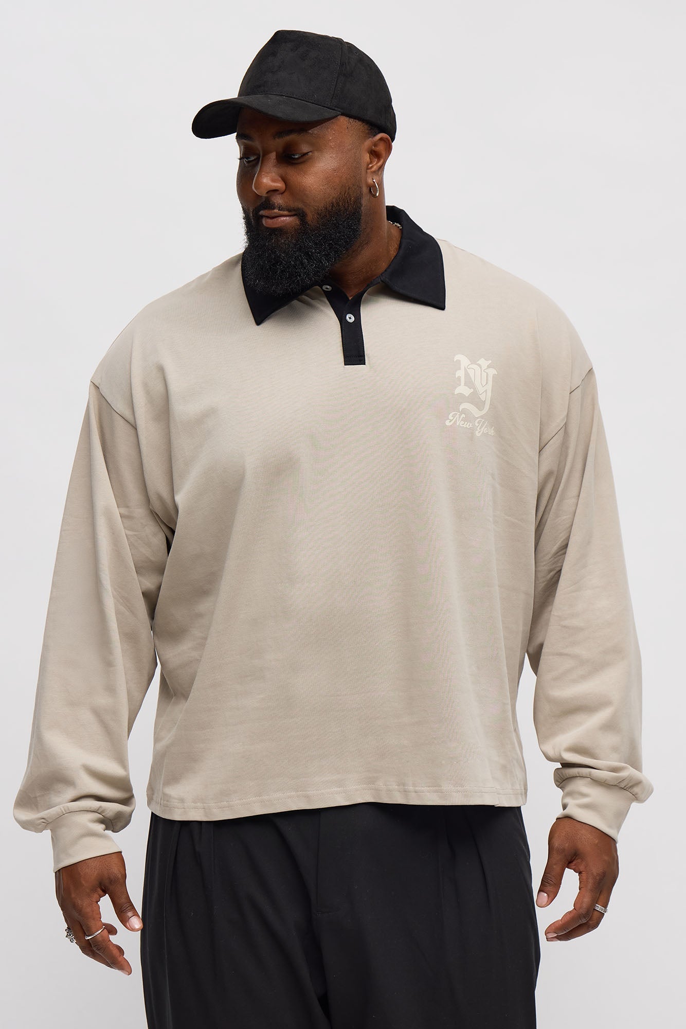 NY Pearl Long Sleeve Polo - Tan