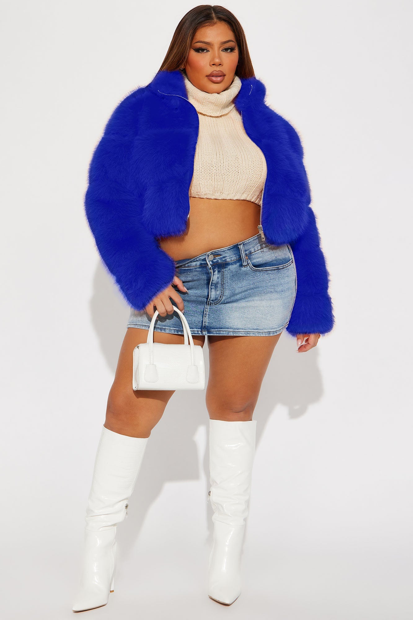 Layla Faux Fur Jacket - Blue