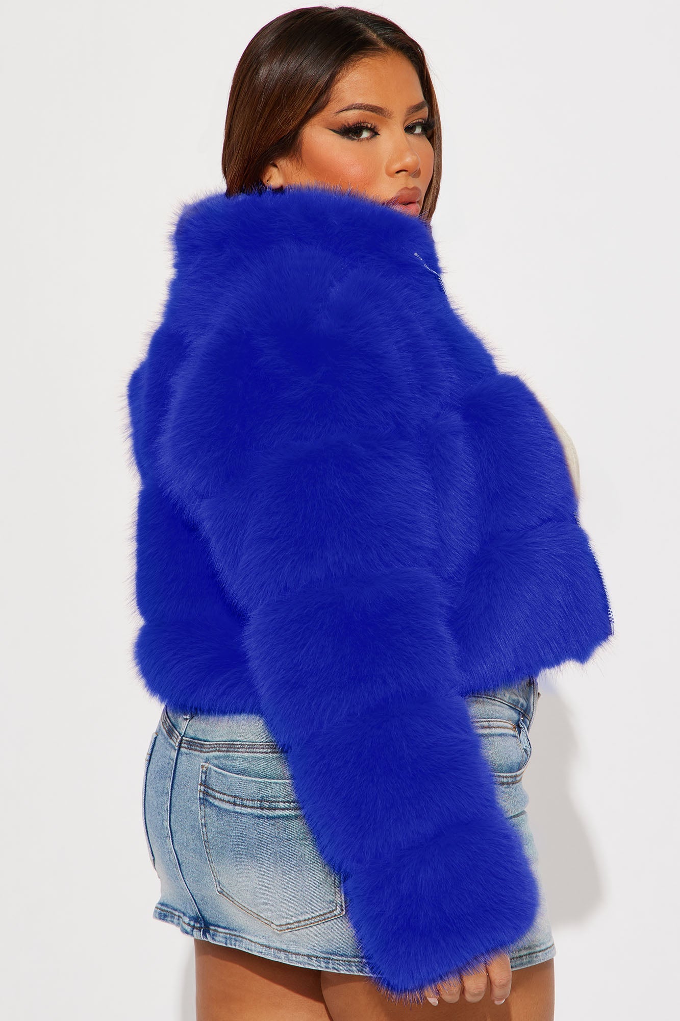 Layla Faux Fur Jacket - Blue