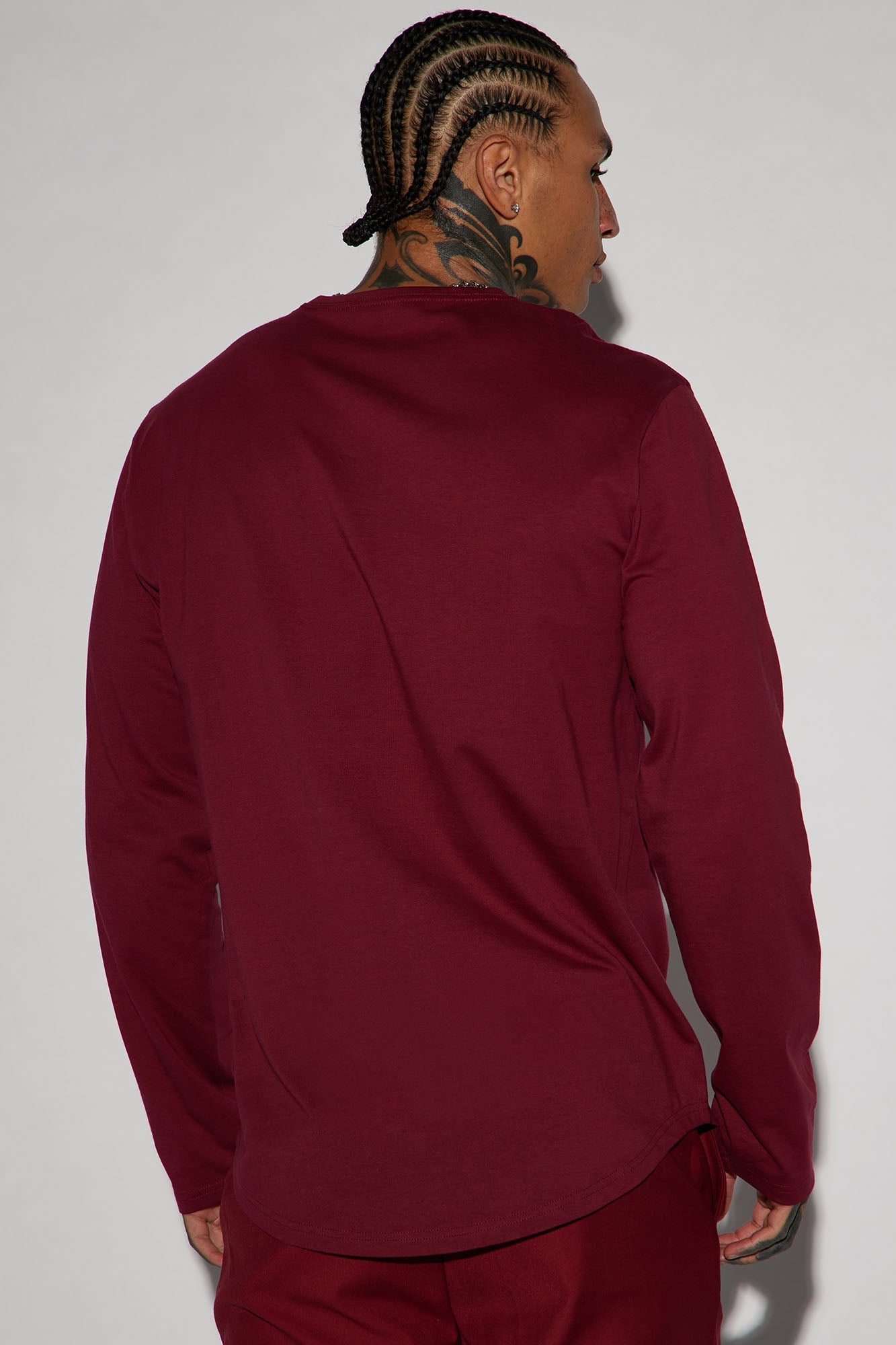 Essential Long Sleeve Scallop Tee - Burgundy