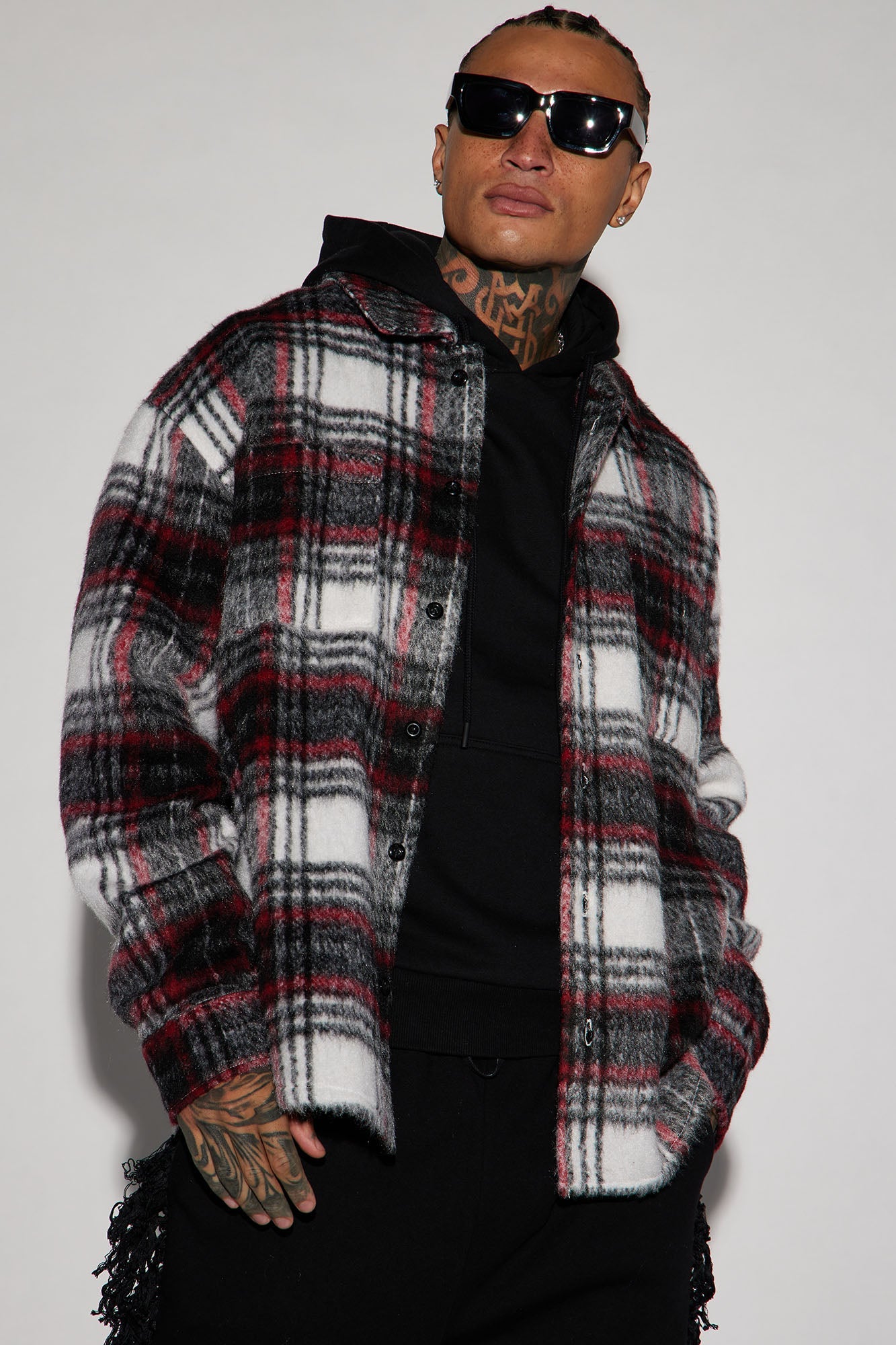 Move Up Plaid Shacket - Red/combo