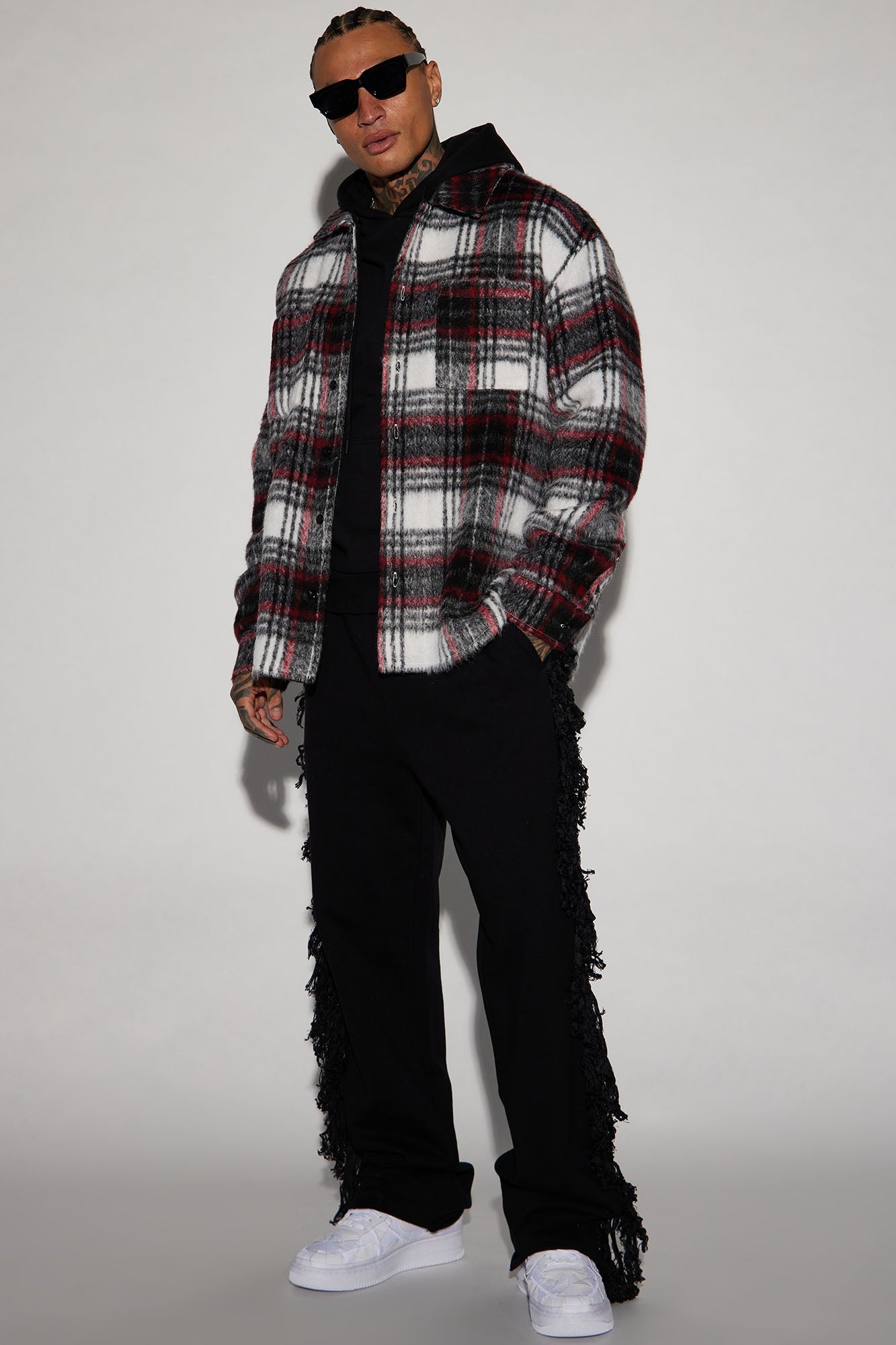 Move Up Plaid Shacket - Red/combo