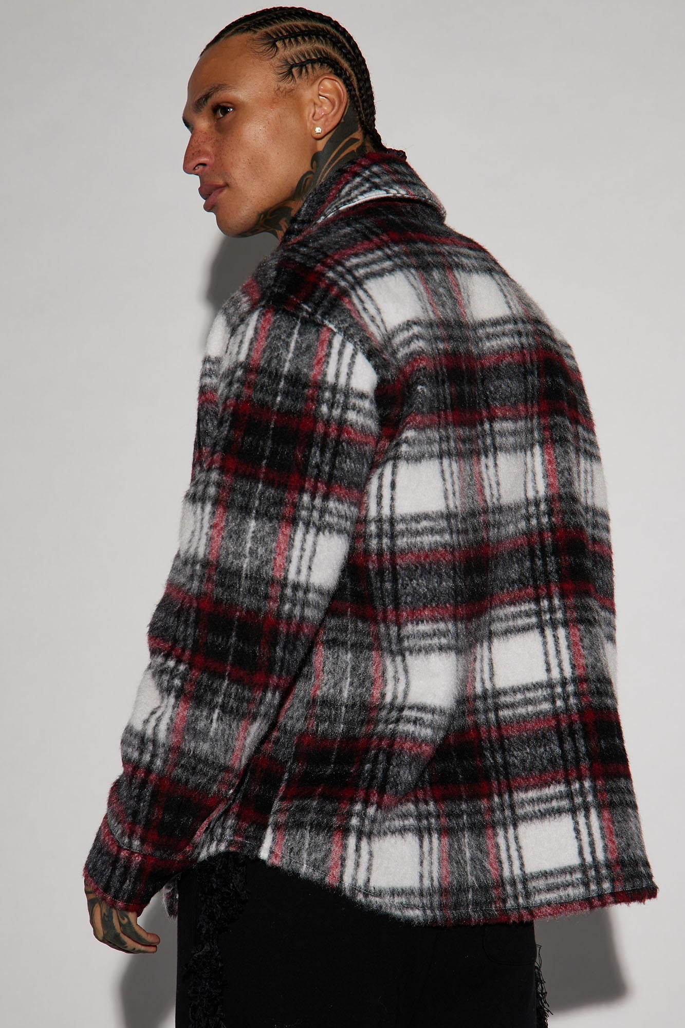 Move Up Plaid Shacket - Red/combo