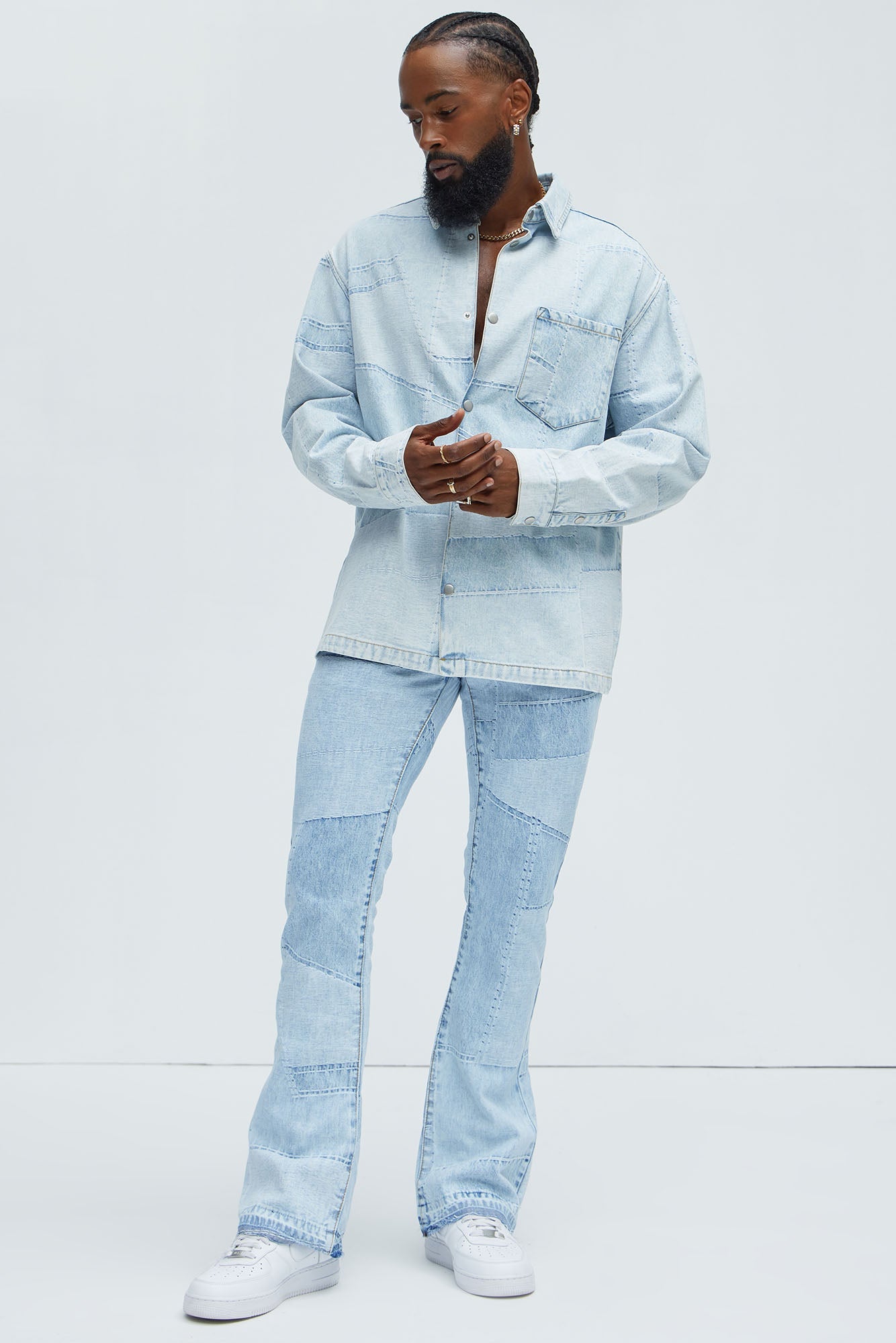 Verdugo Stacked Slim Flare Jeans - Light Blue Wash