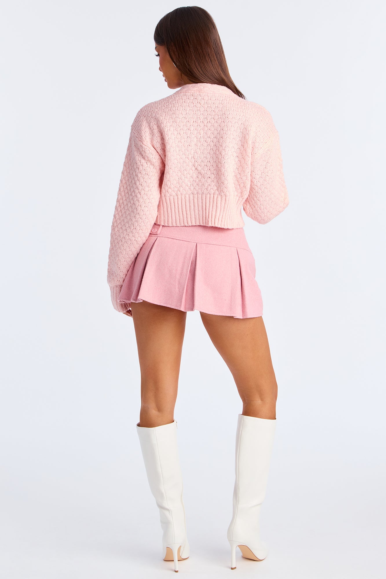 Cuddle Up Wool Pleated Micro Mini Skort - Light Pink
