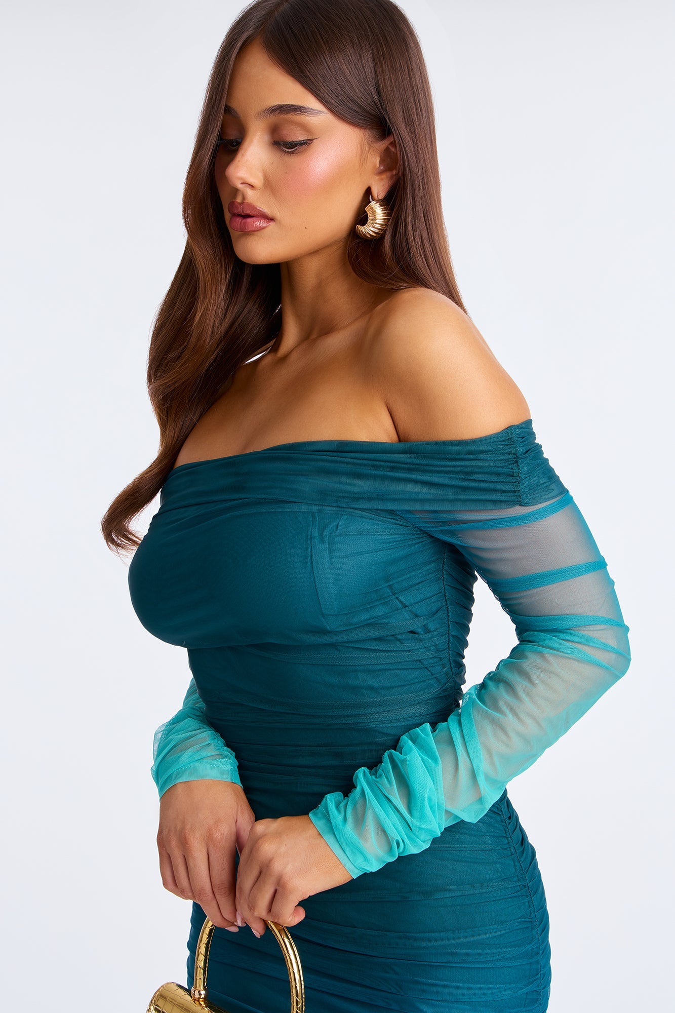 Find Me Ombre Mesh Maxi Dress - Teal