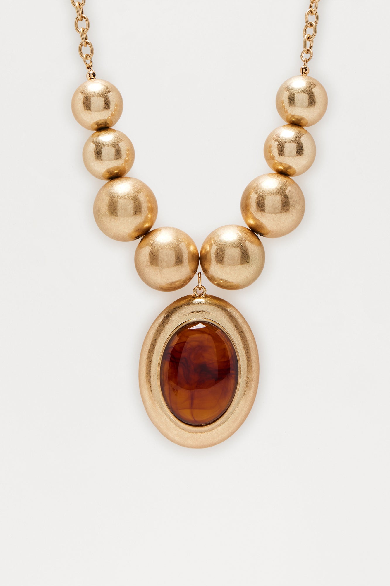 Sunset Stones Jeweled Pendant Necklace - Gold/Brown