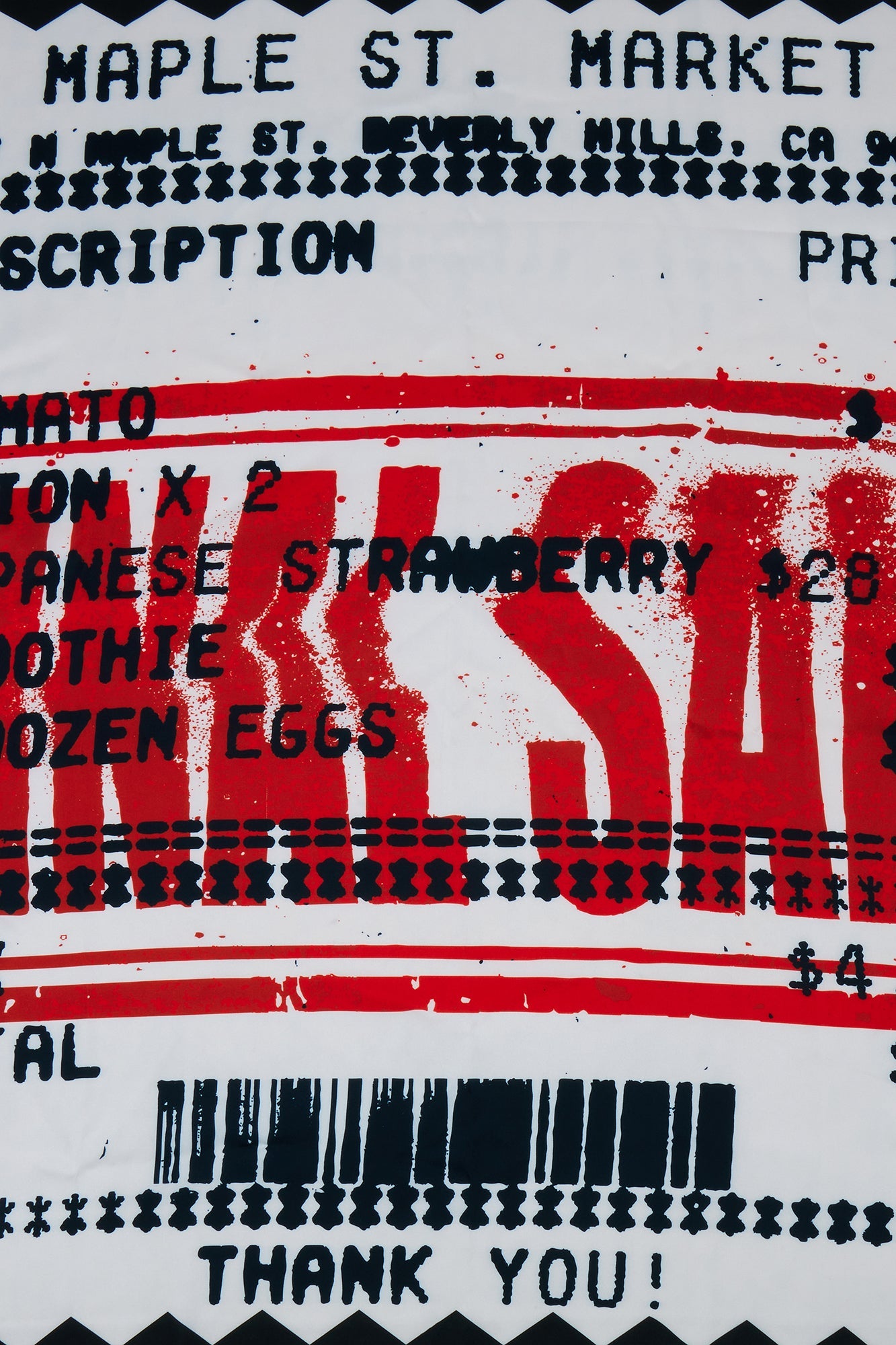 Receipt Satin Large Bandana - White/combo