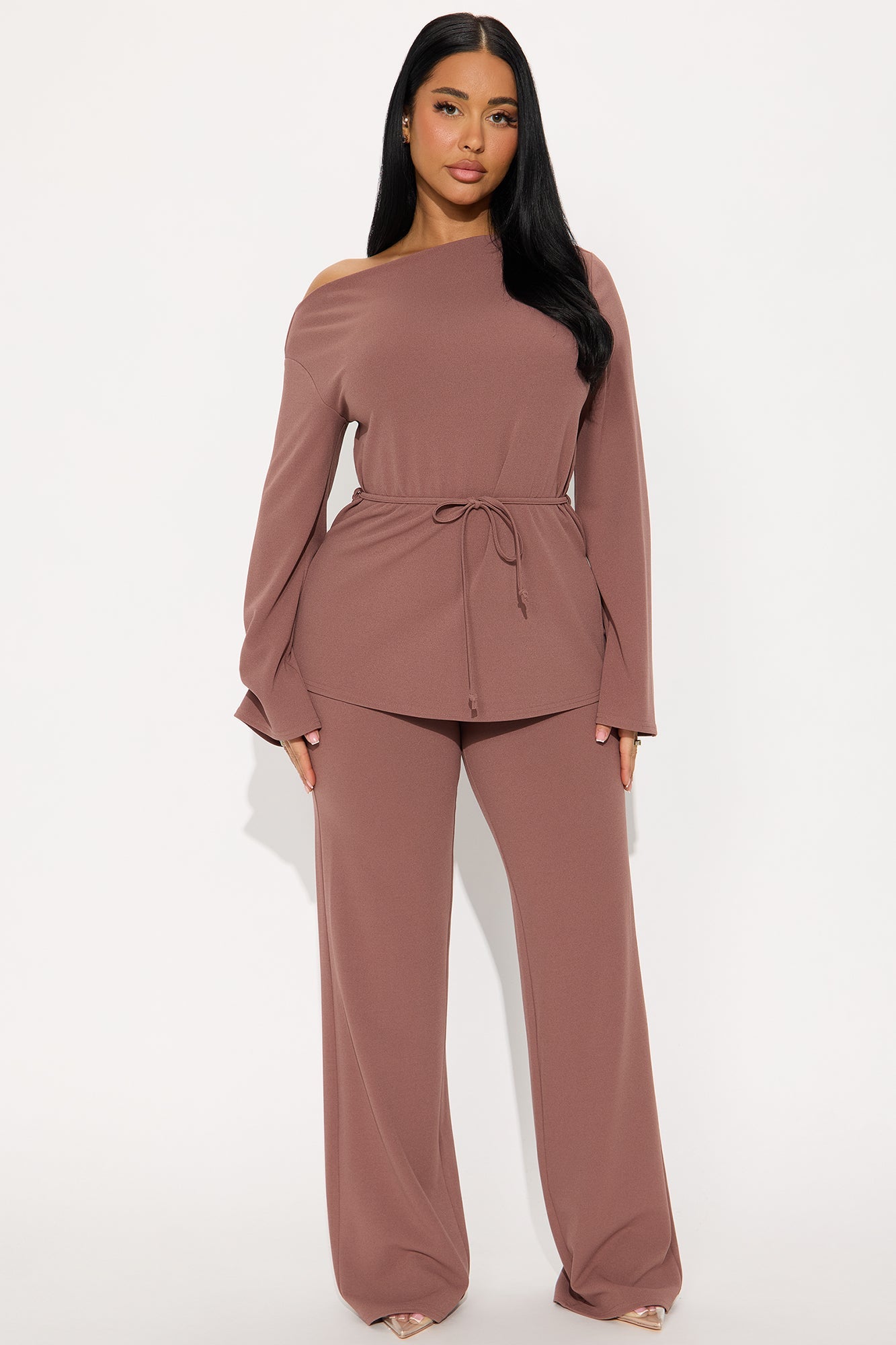 Gemma Off Shoulder Pant Set - Mauve