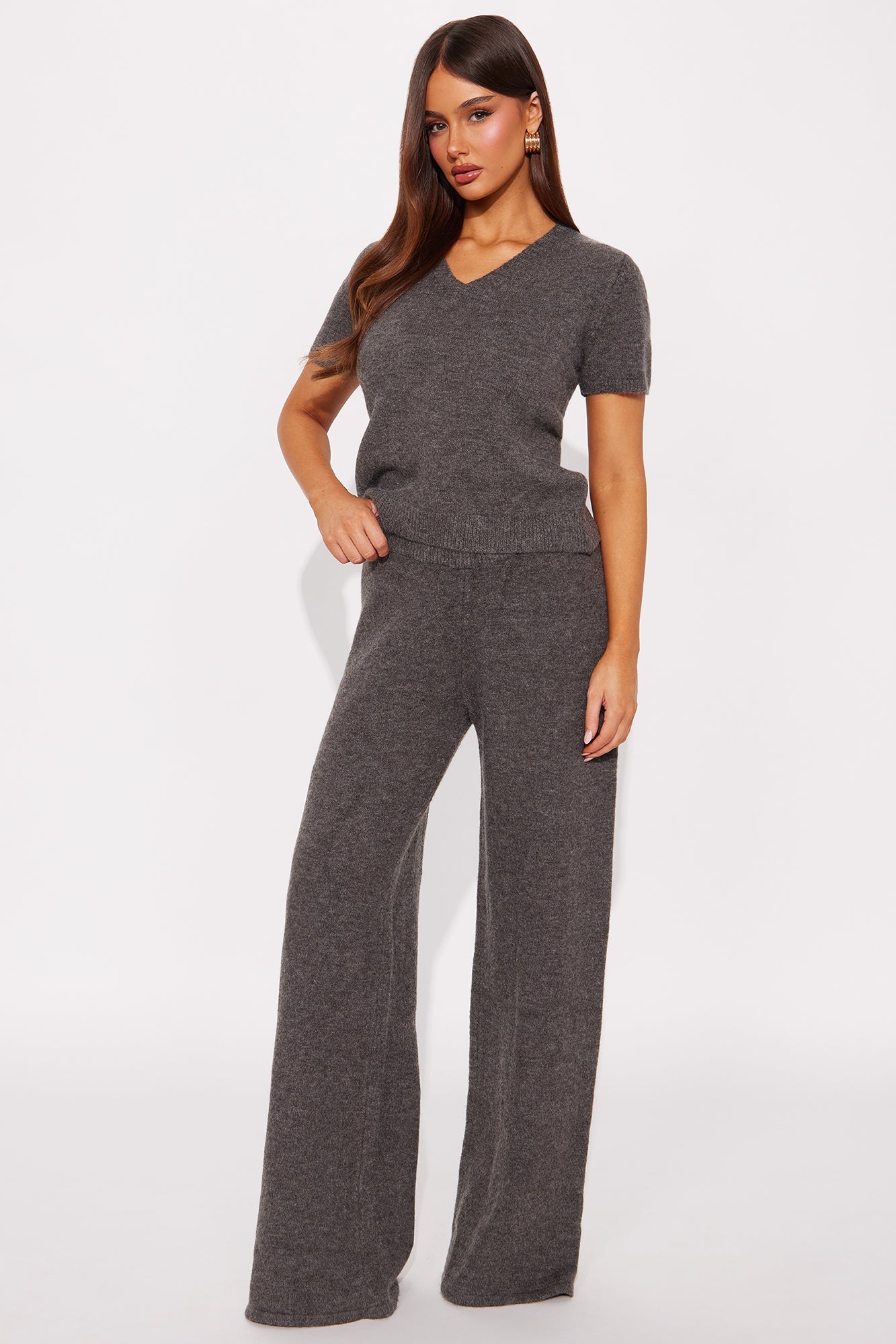 Sandra Sweater Pant Set - Charcoal