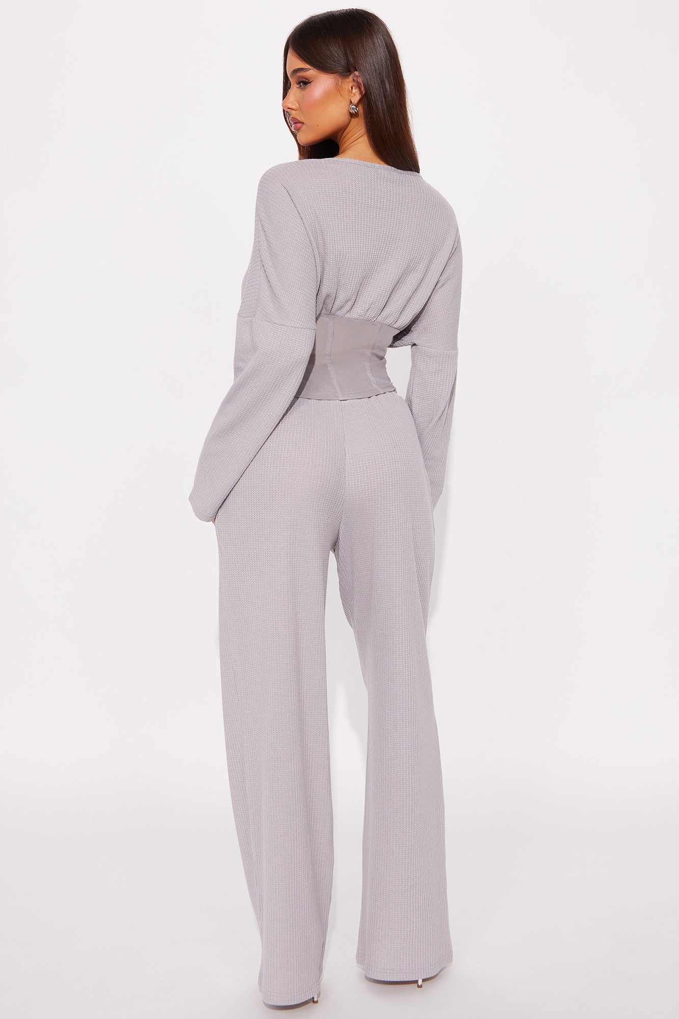Misha Corset Waist Thermal Pant Set - Grey