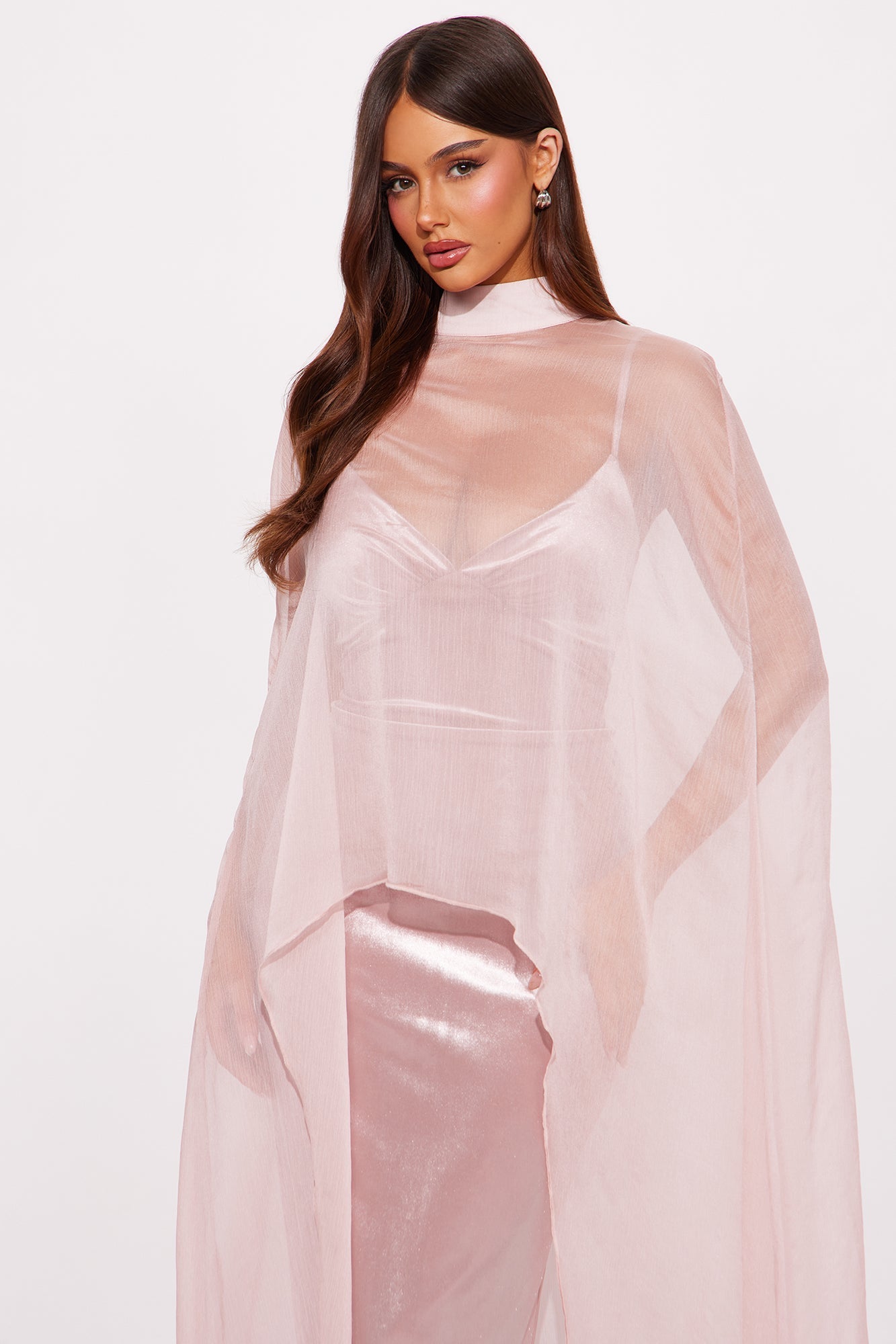 Velvet Pulse Caped Maxi Dress - Mauve