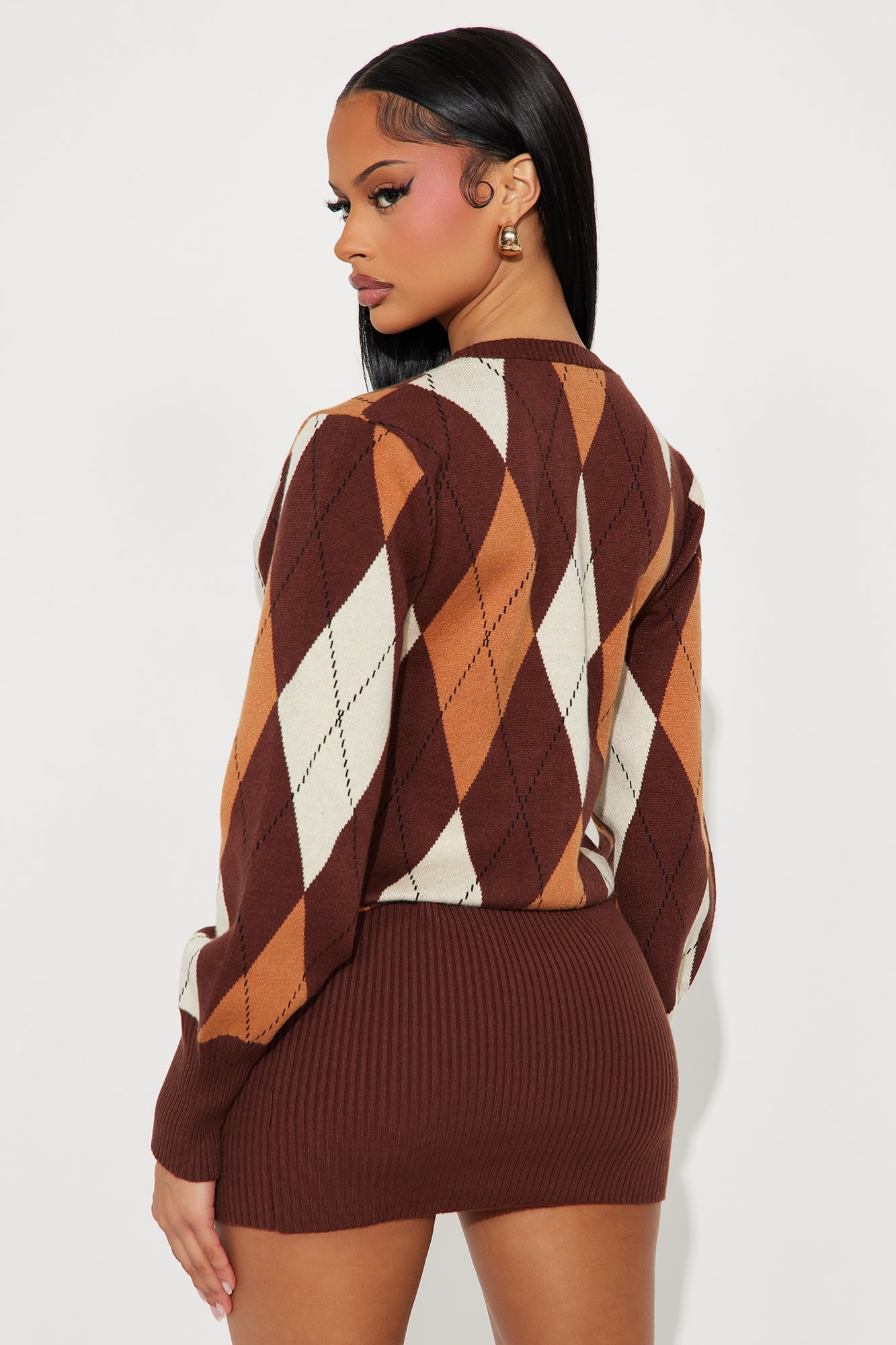 Clocked In Plaid Mini Dress - Brown/combo