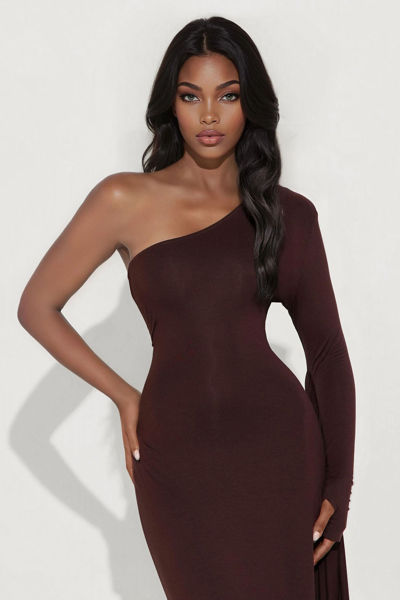 Counting Kisses Draped Maxi Dress - Chocolate