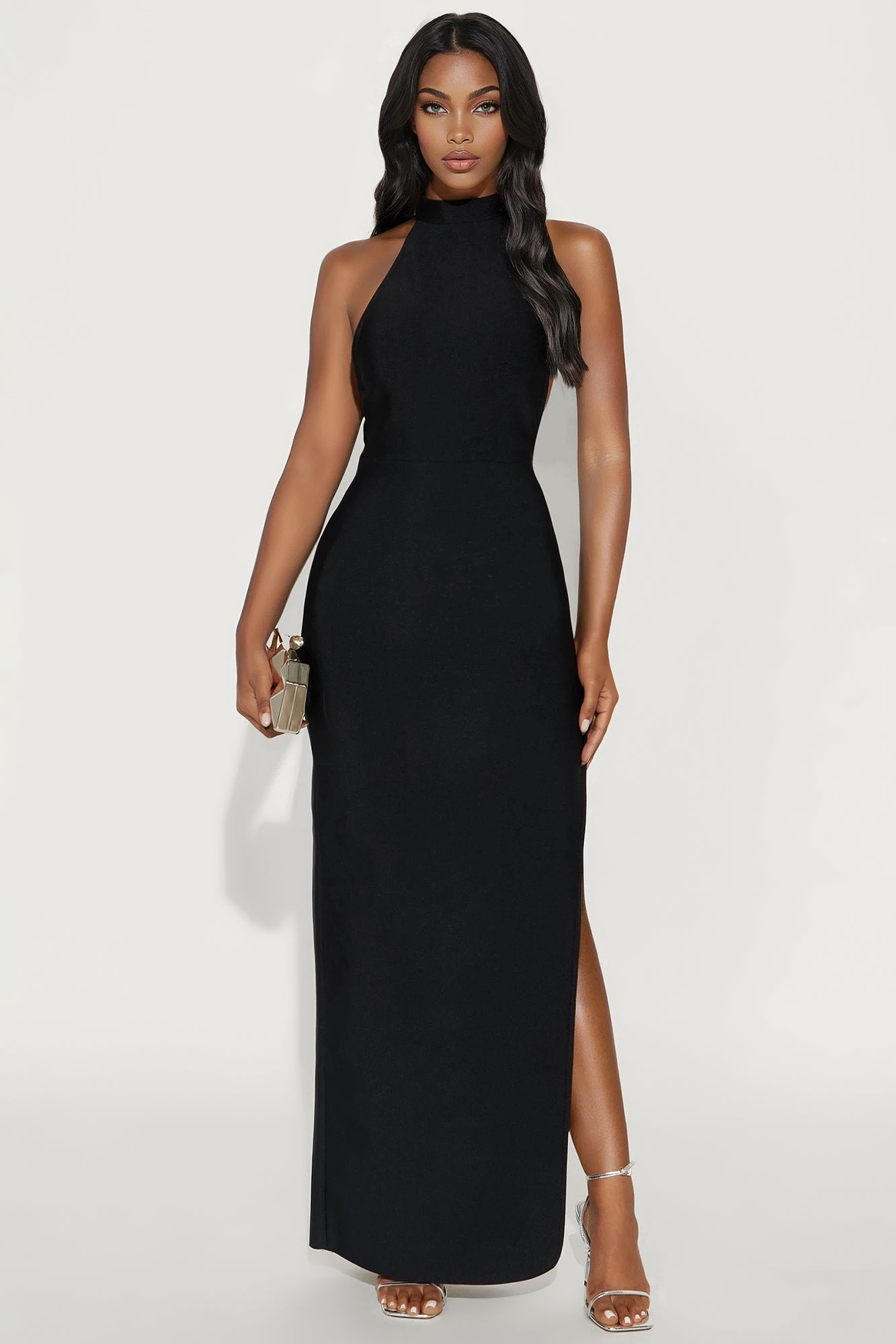 Be Good Backless Bandage Maxi Dress - Black