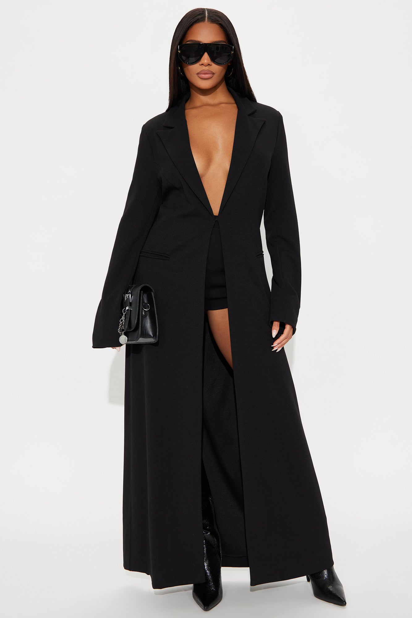 Feeling Regal Crepe Coat - Black