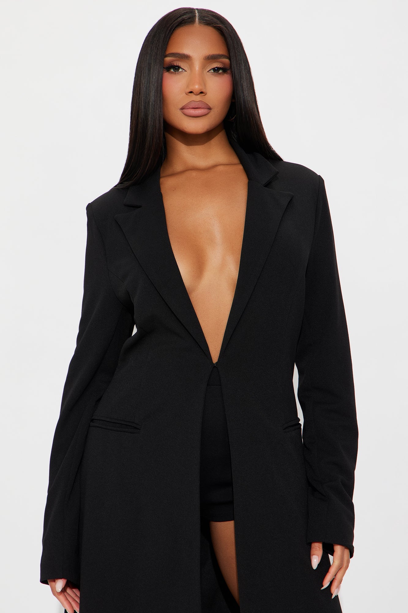 Feeling Regal Crepe Coat - Black