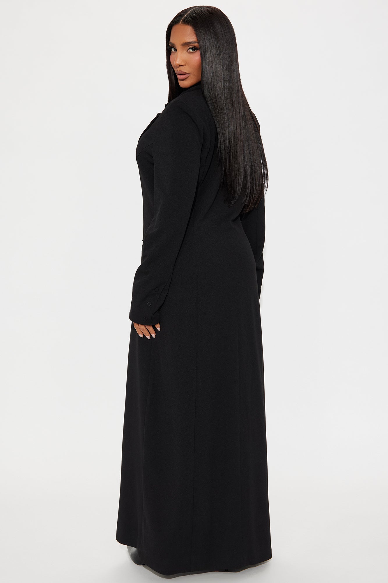 Feeling Regal Crepe Coat - Black