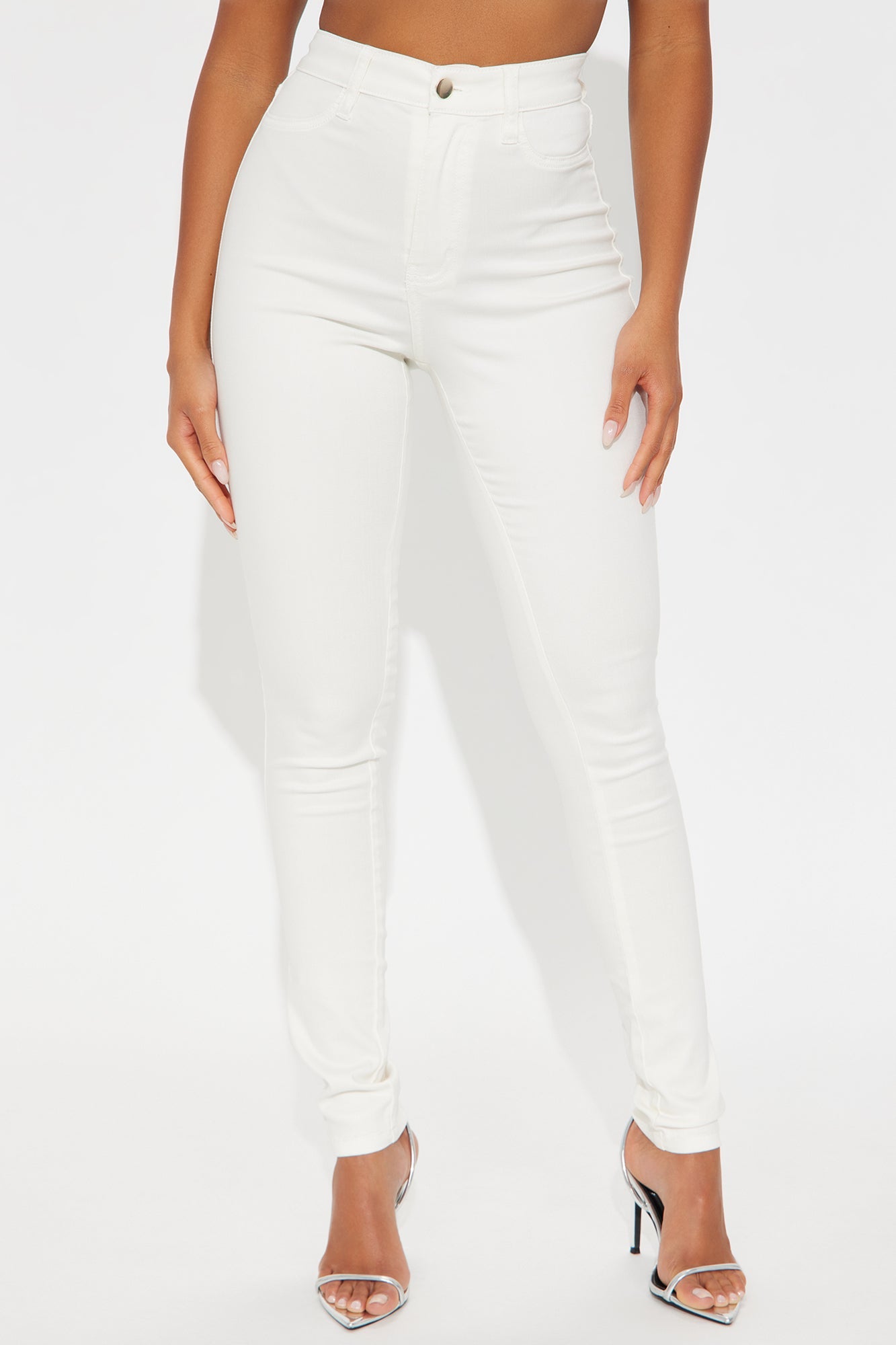 Classic High Waist Skinny Jeans - Cream