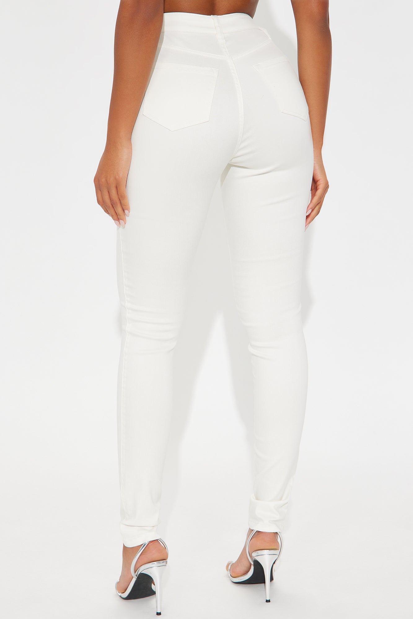 Classic High Waist Skinny Jeans - Cream