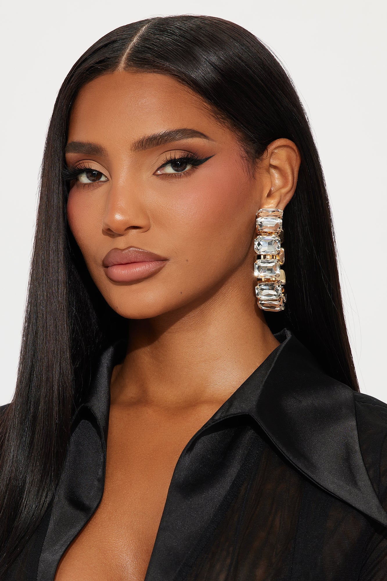 Lockdown Jeweled Hoop Earrings - Gold