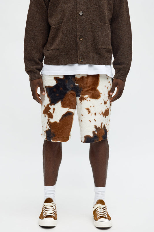Relaxed Whole Lotta Money Faux Fur Short - Brown/combo