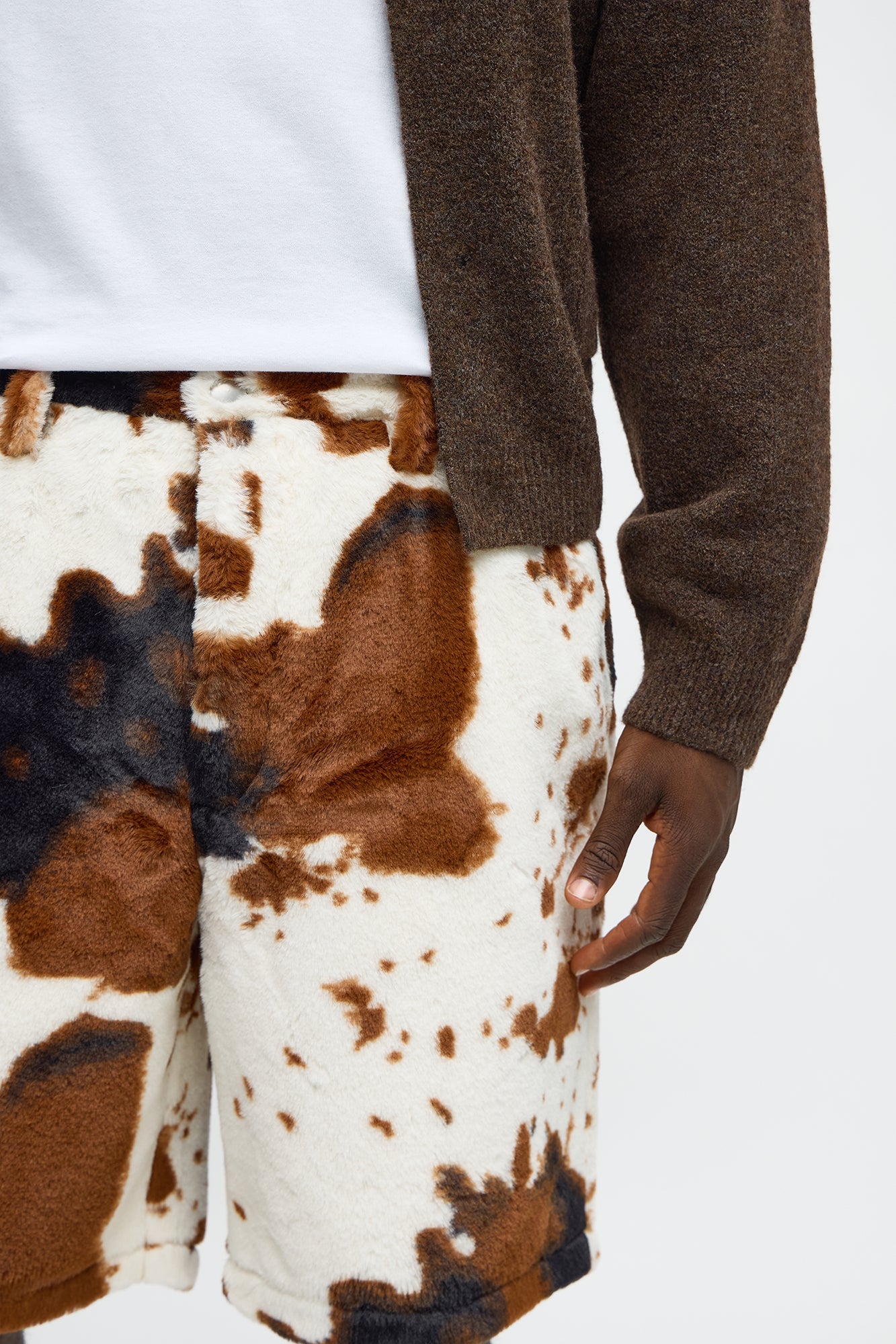 Relaxed Whole Lotta Money Faux Fur Short - Brown/combo
