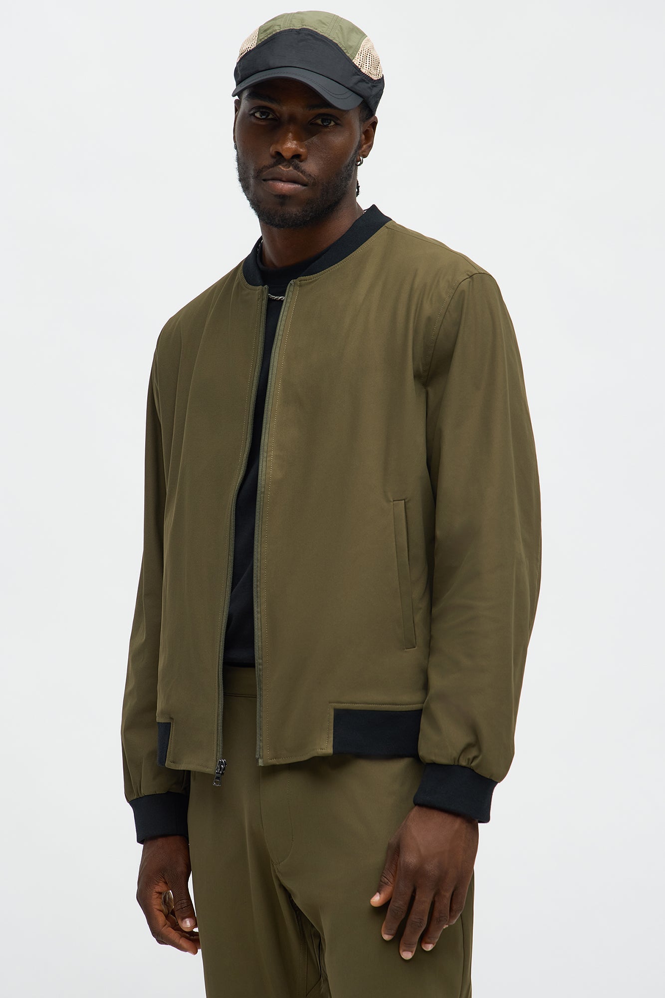 Cedric Stretch Bomber Jacket - Olive