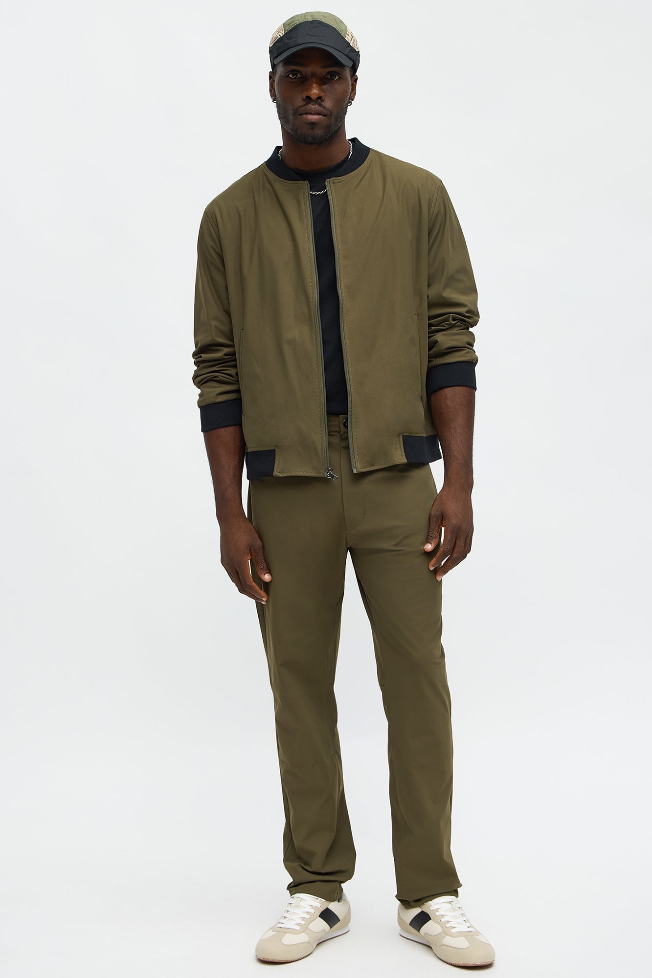 Cedric Stretch Bomber Jacket - Olive