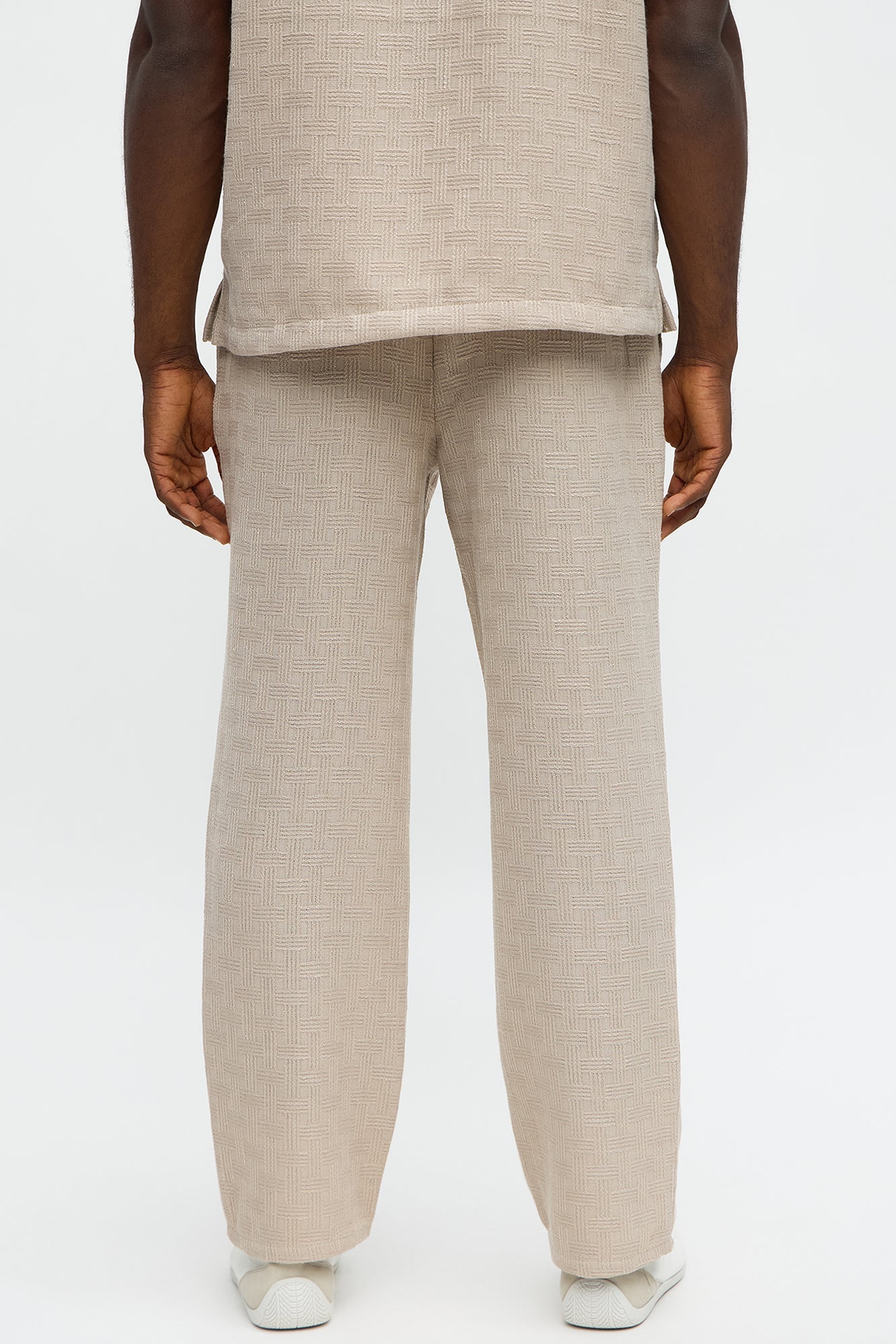 Straight Crosshatch Textured Pant - Taupe