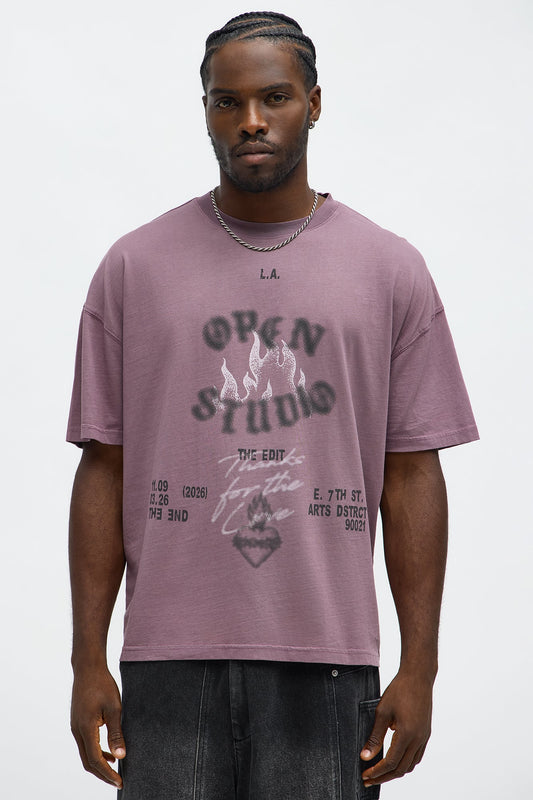 Open Studio Oversized Short Sleeve Tee - Purple