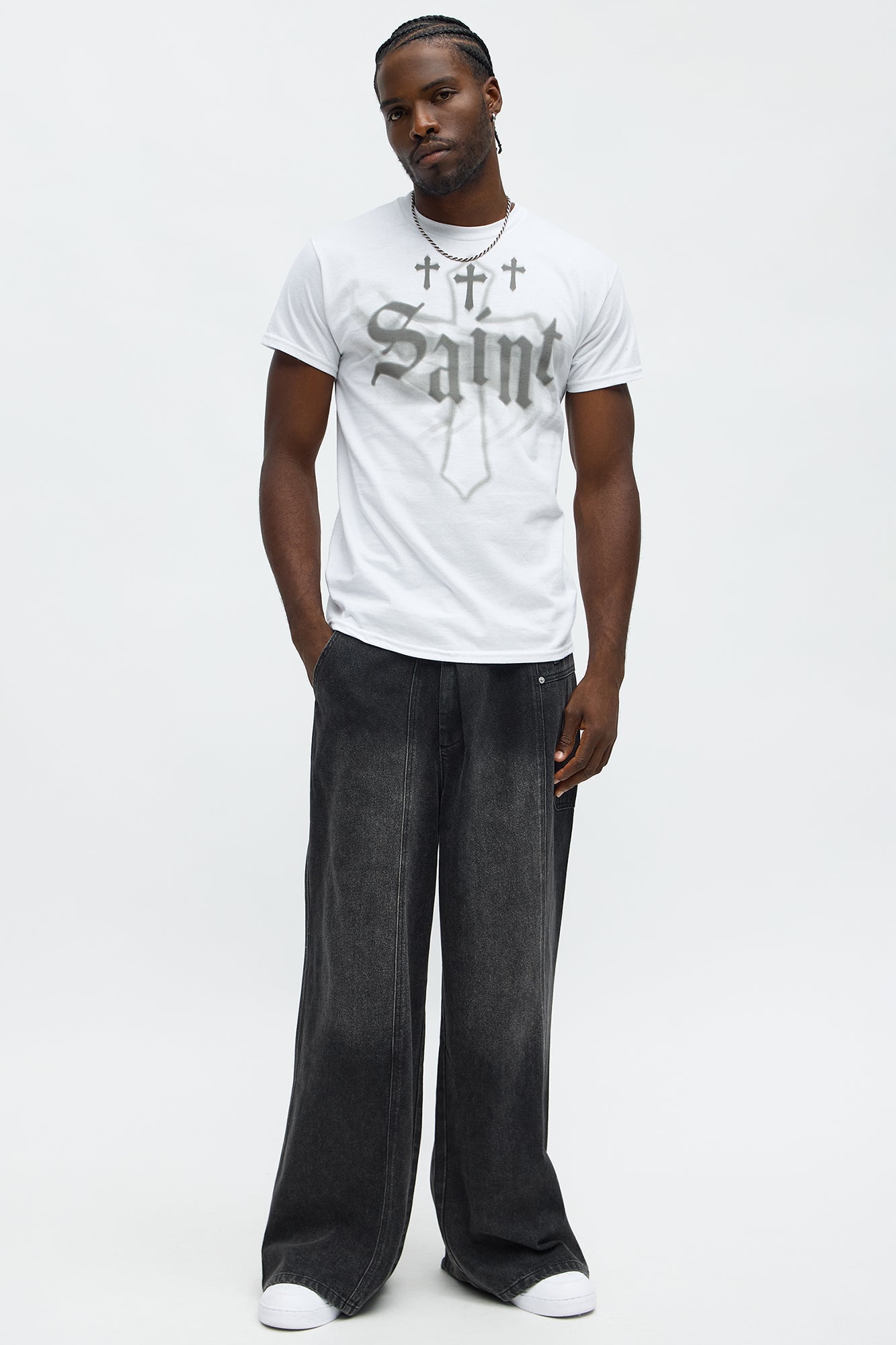 Saint Crosses Oversized Short Sleeve Tee - White