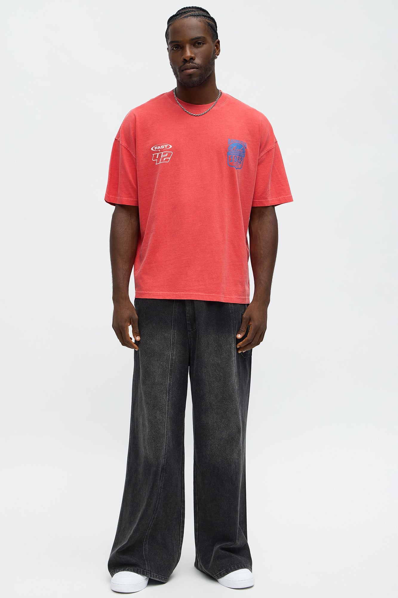 Push Limits Oversized Short Sleeve Tee - Red