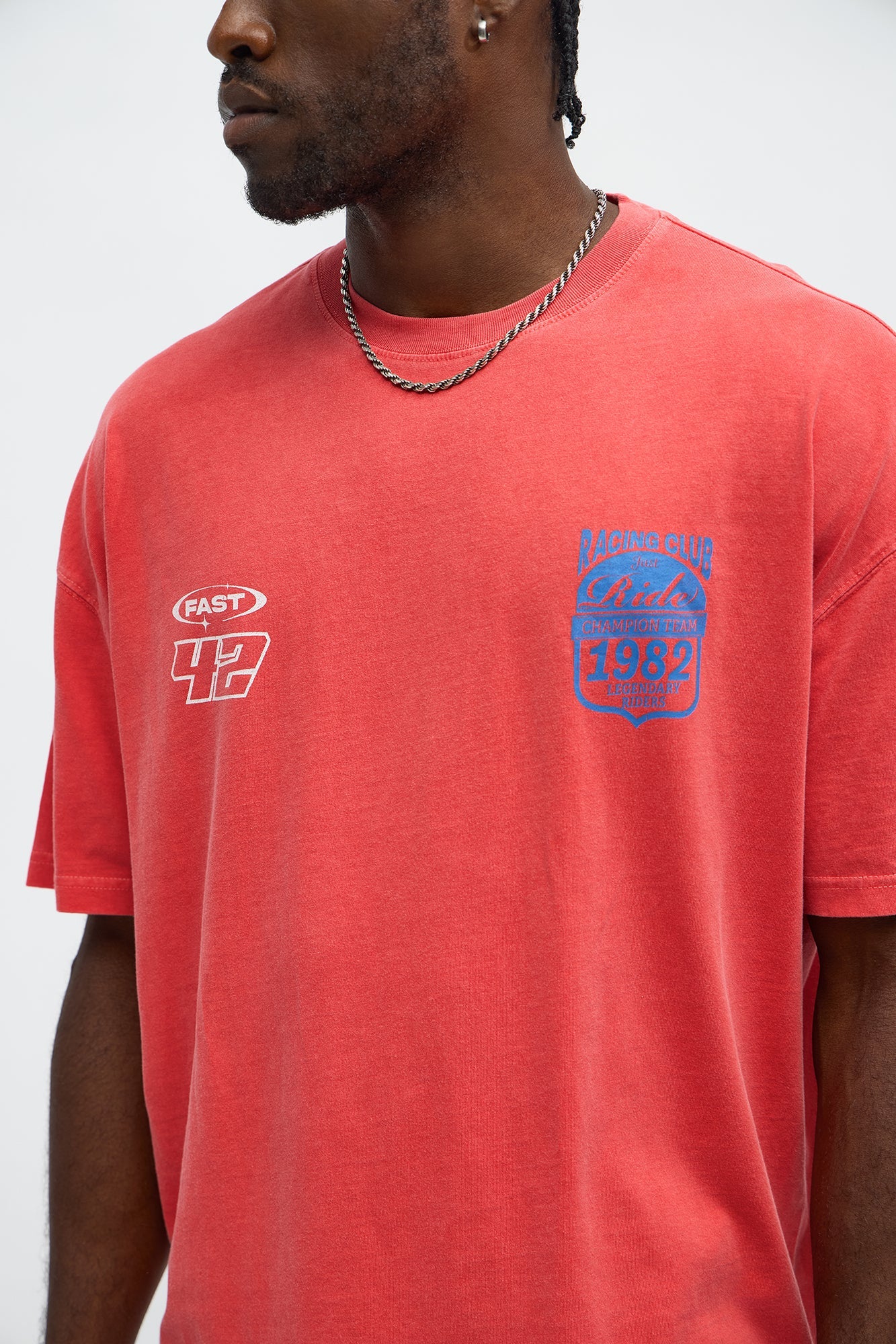 Push Limits Oversized Short Sleeve Tee - Red