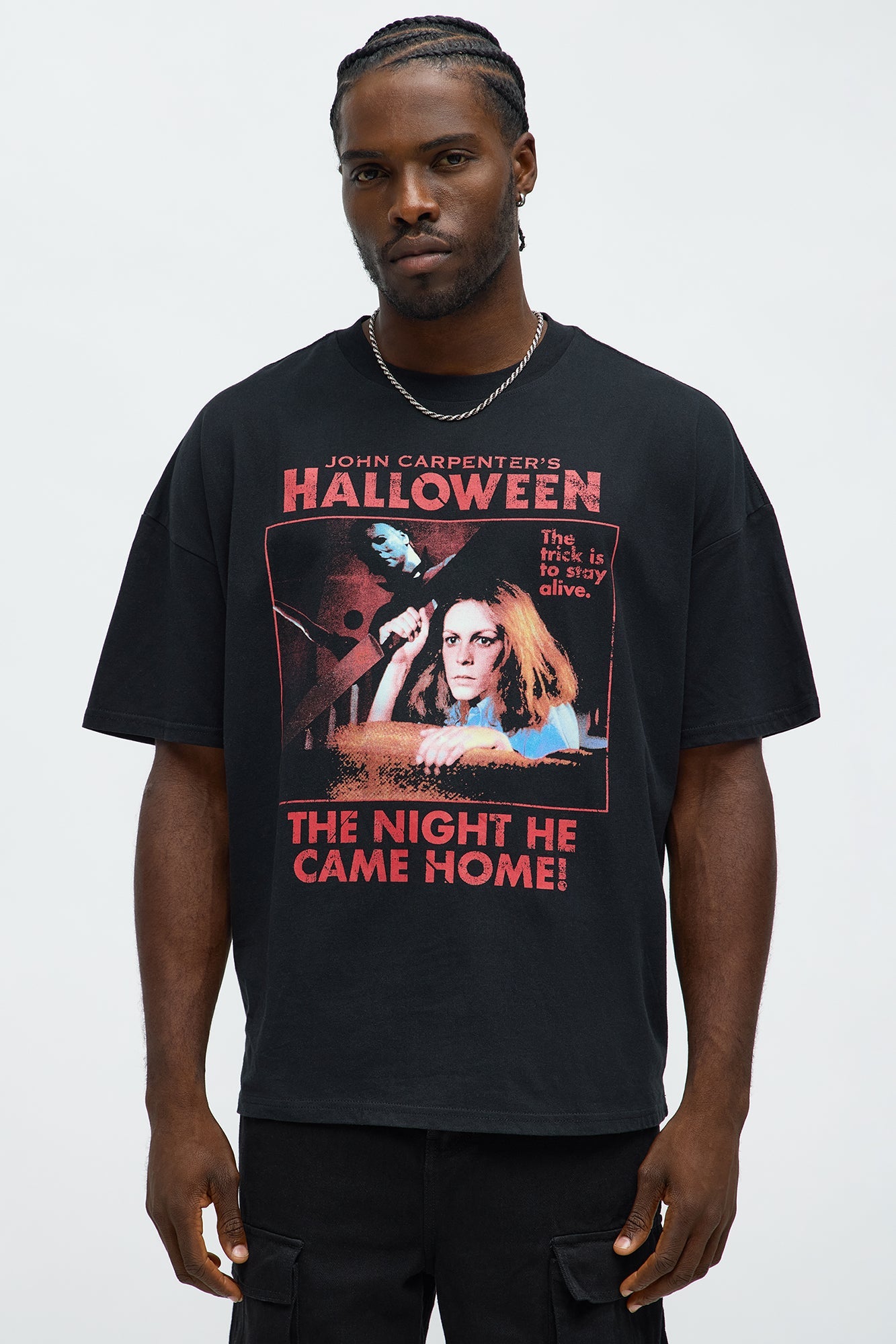 Halloween The Night He Came Home Oversized Short Sleeve Tee - Black