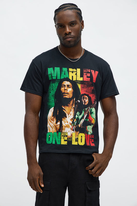 Bob Marley One Love Oversized Short Sleeve Tee - Black