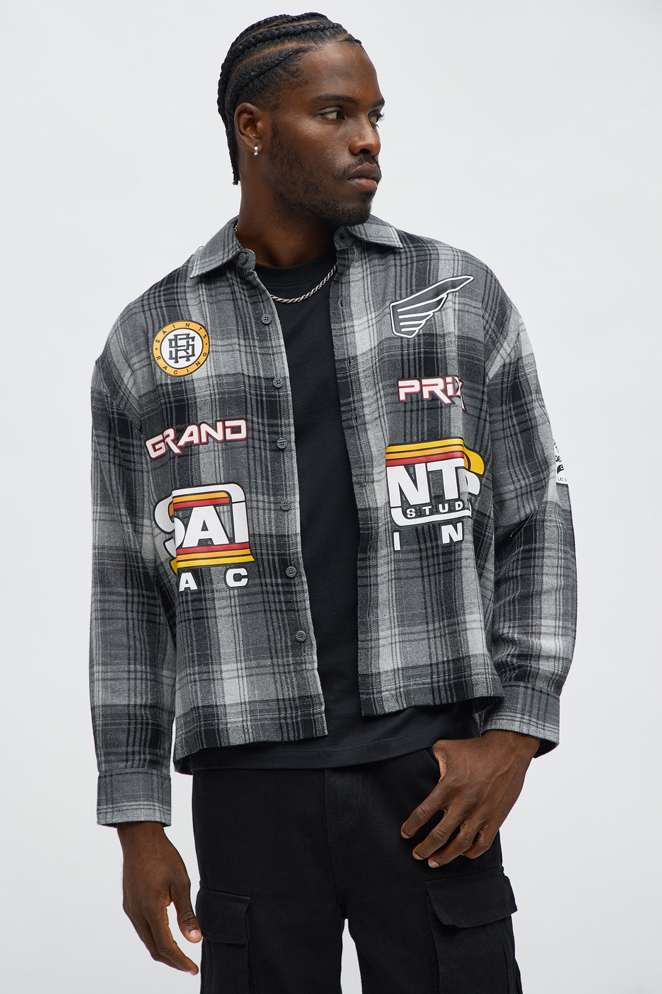 Saints Racing Printed Flannel - Black/Grey