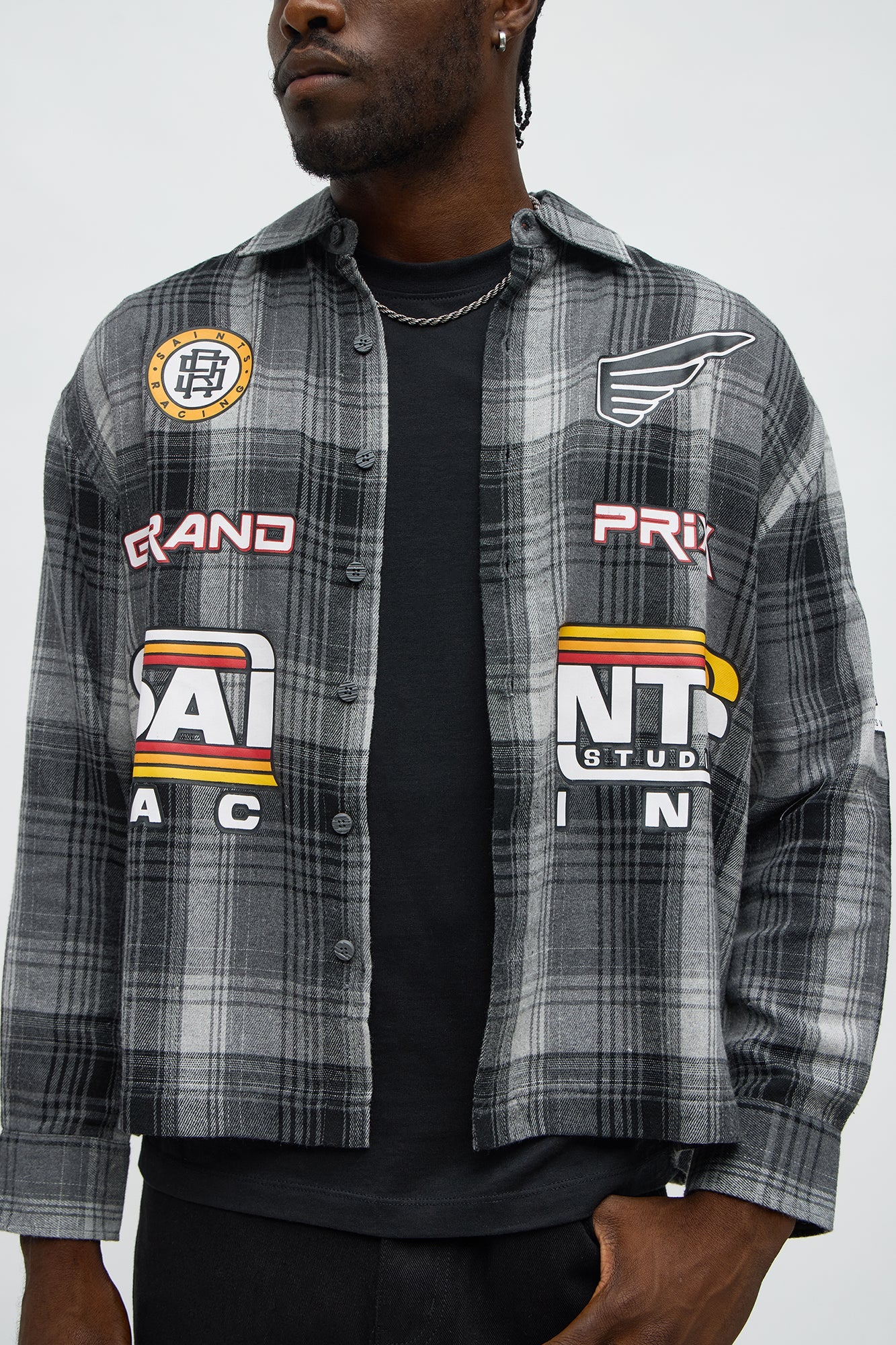Saints Racing Printed Flannel - Black/Grey