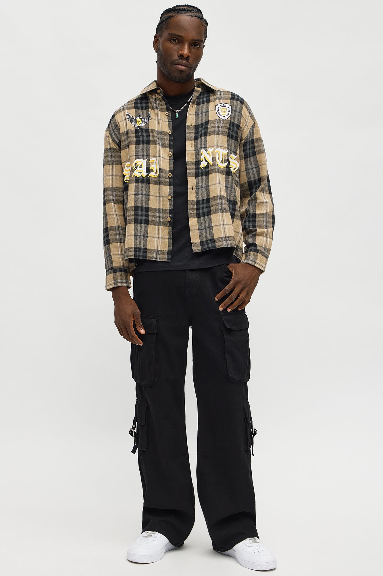 Saints Patched Up Printed Flannel - Taupe/combo