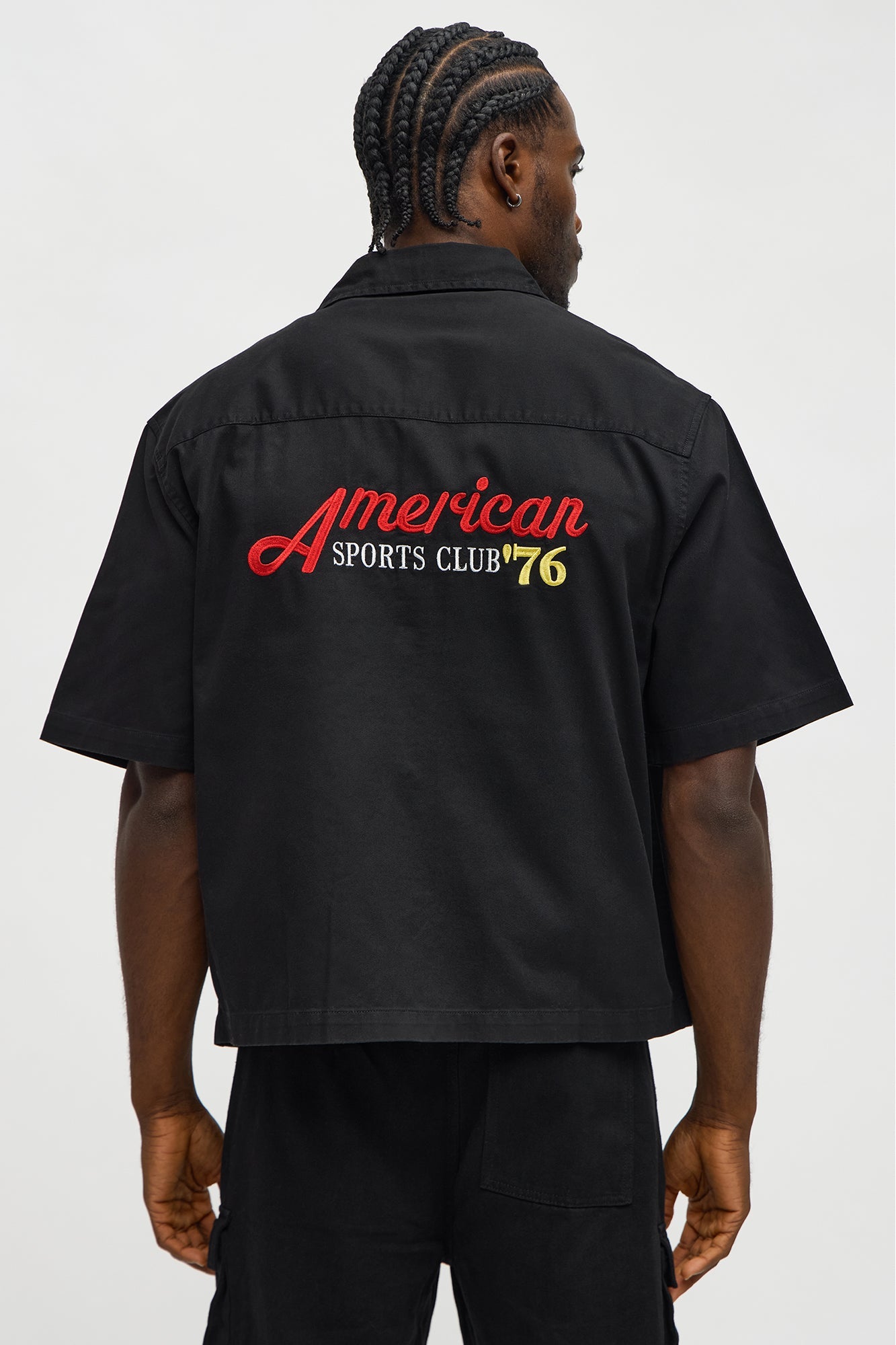 Cropped American Sports Club Mechanic Button Up Shirt - Charcoal