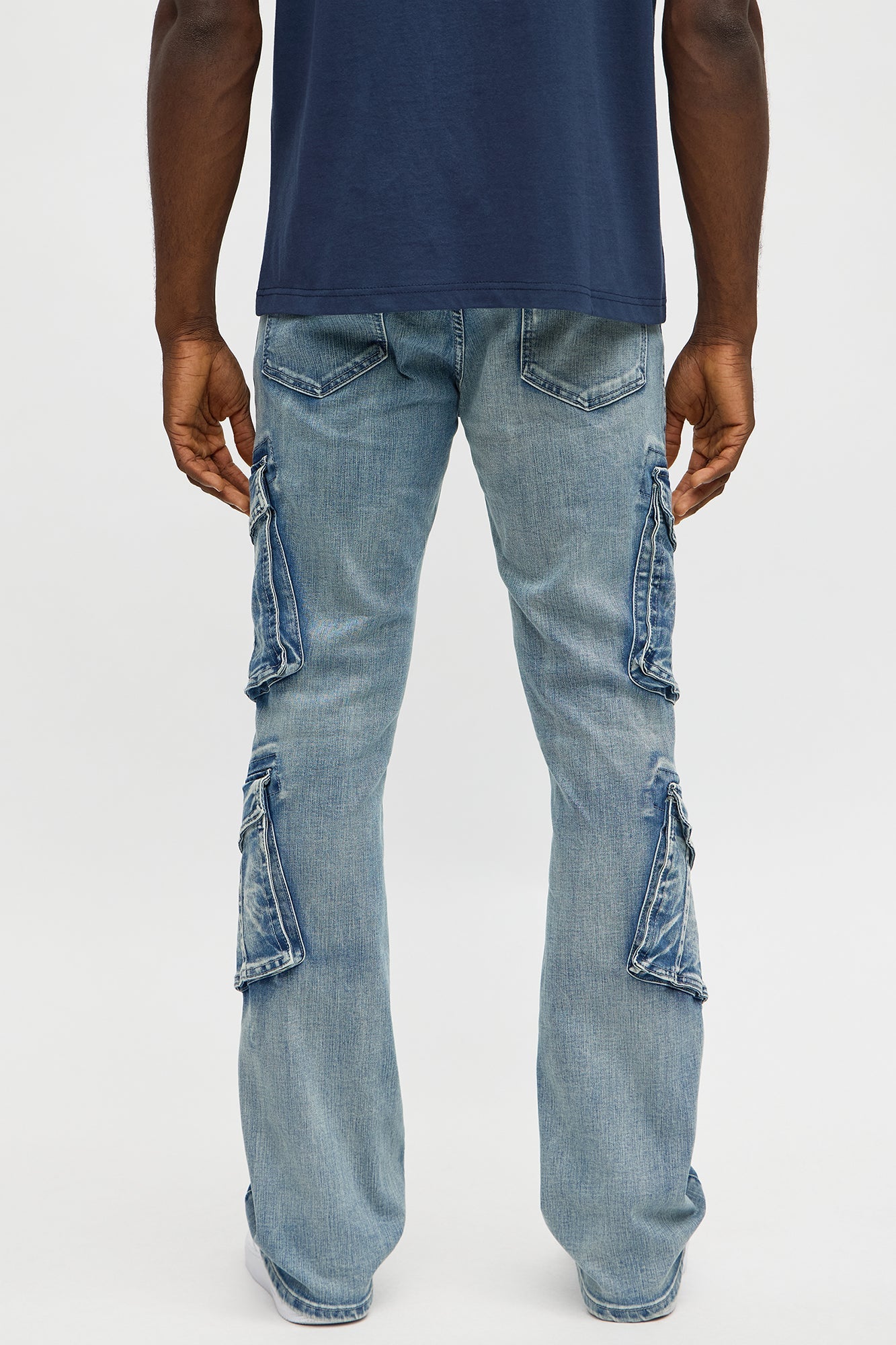 Stacked Skinny Flare Michel Cargo Jean - Medium Blue Wash