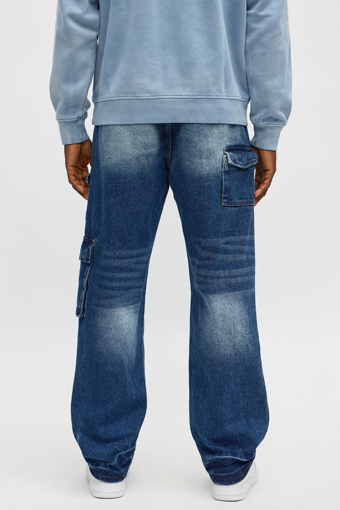 Relaxed Straight Binded Cargo Jean - Dark Wash